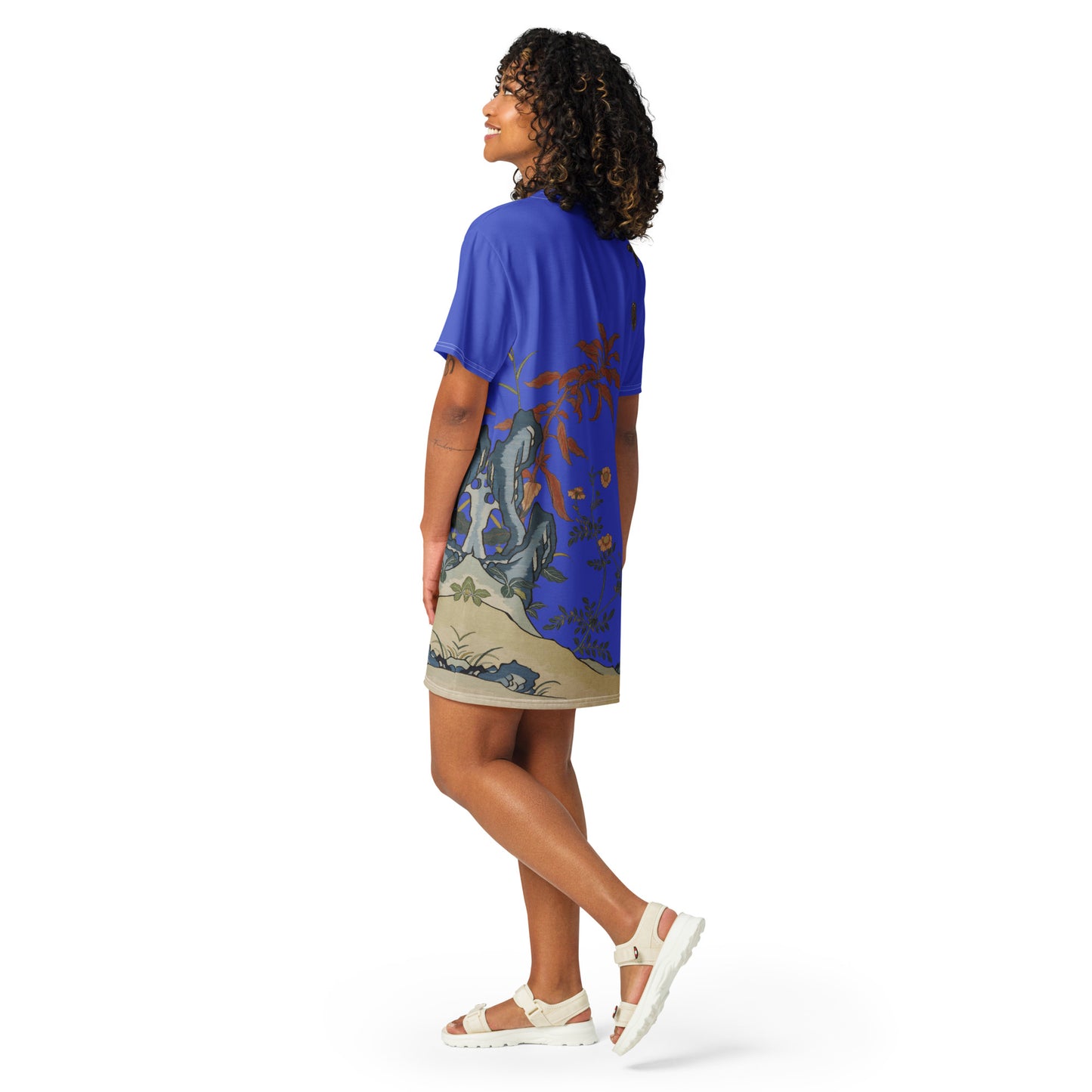 Kesi Flower Album｜Butterflies and Flowers｜T-shirt dress｜Royal blue