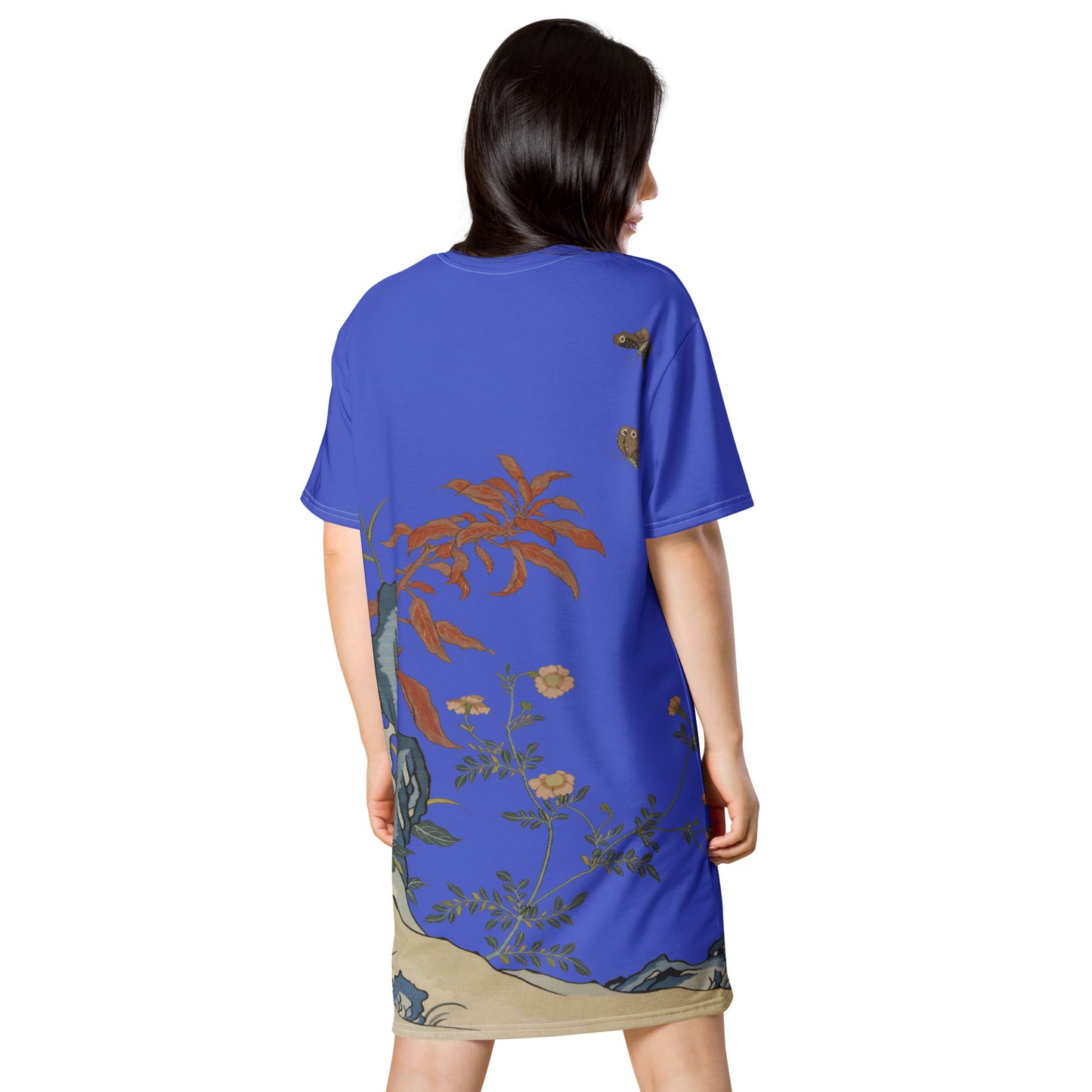 Kesi Flower Album｜Butterflies and Flowers｜T-shirt dress｜Royal blue