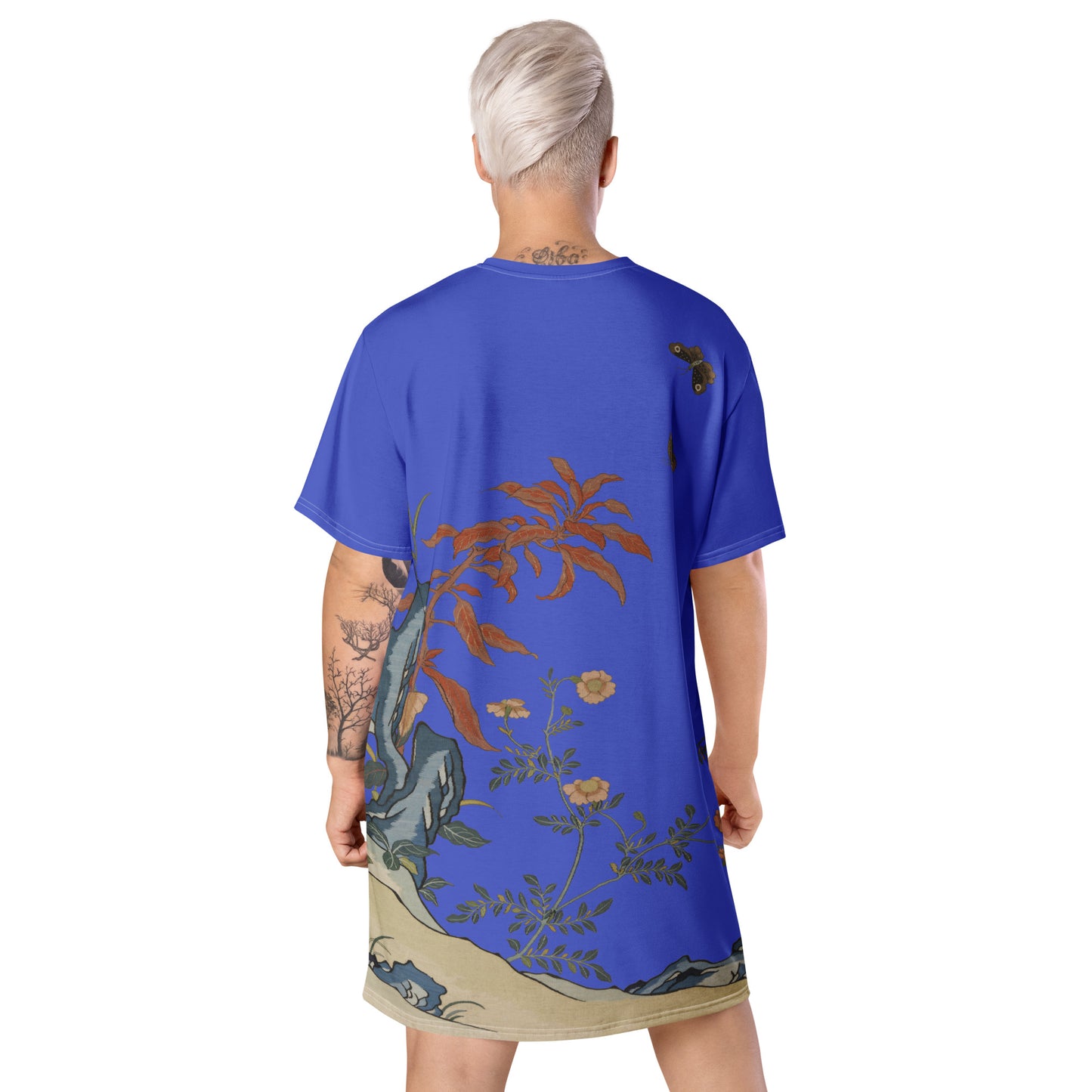 Kesi Flower Album｜Butterflies and Flowers｜T-shirt dress｜Royal blue