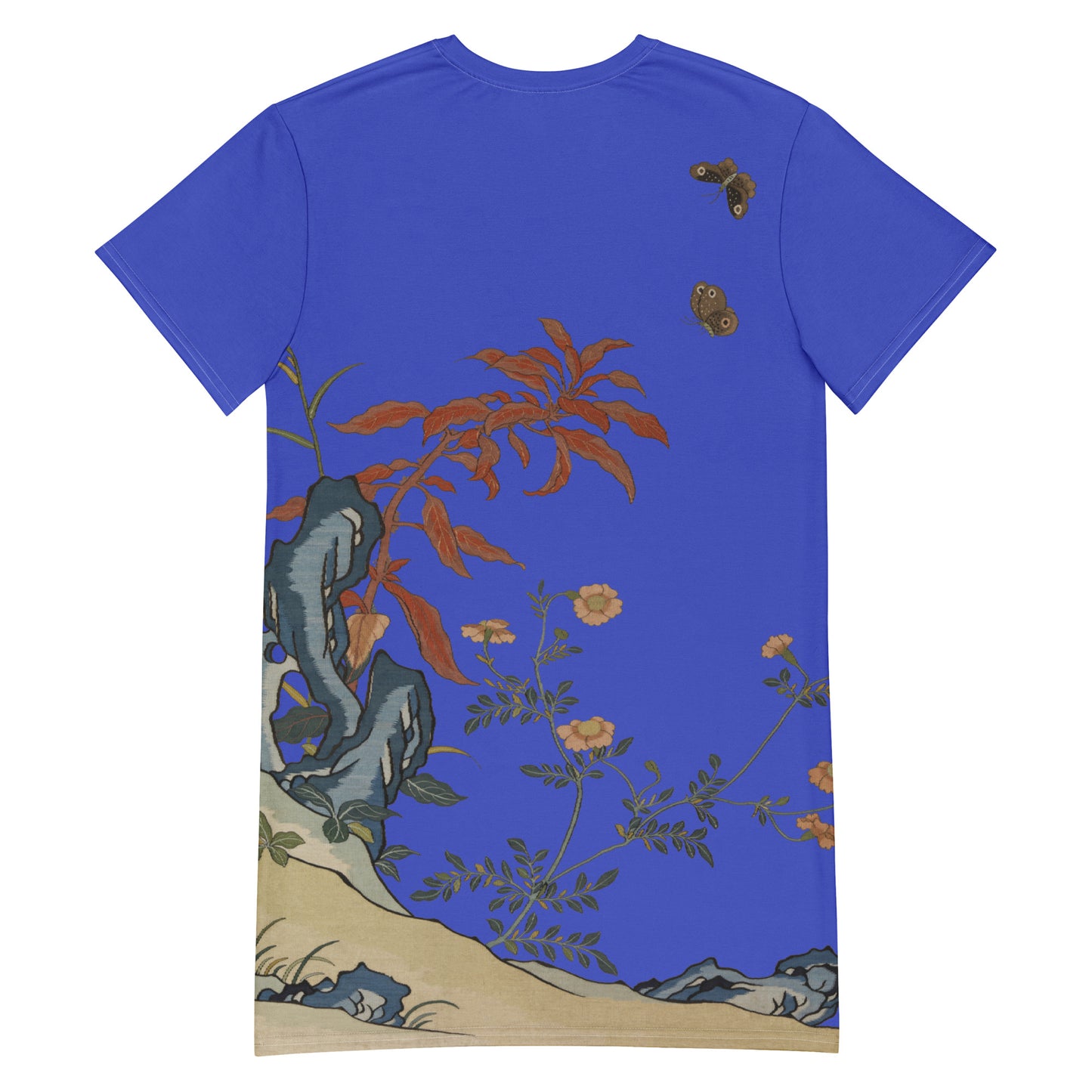 Kesi Flower Album｜Butterflies and Flowers｜T-shirt dress｜Royal blue