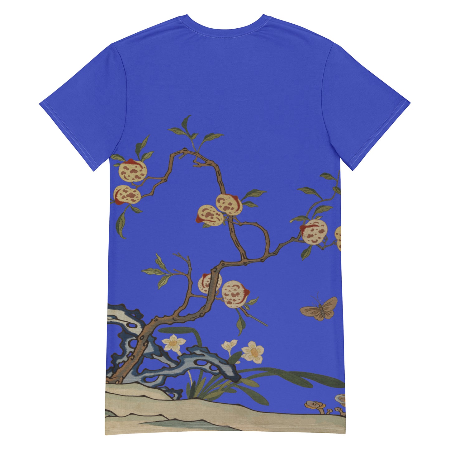 Kesi Flower Album｜Narcissus and Peaches｜T-shirt dress｜Royal blue