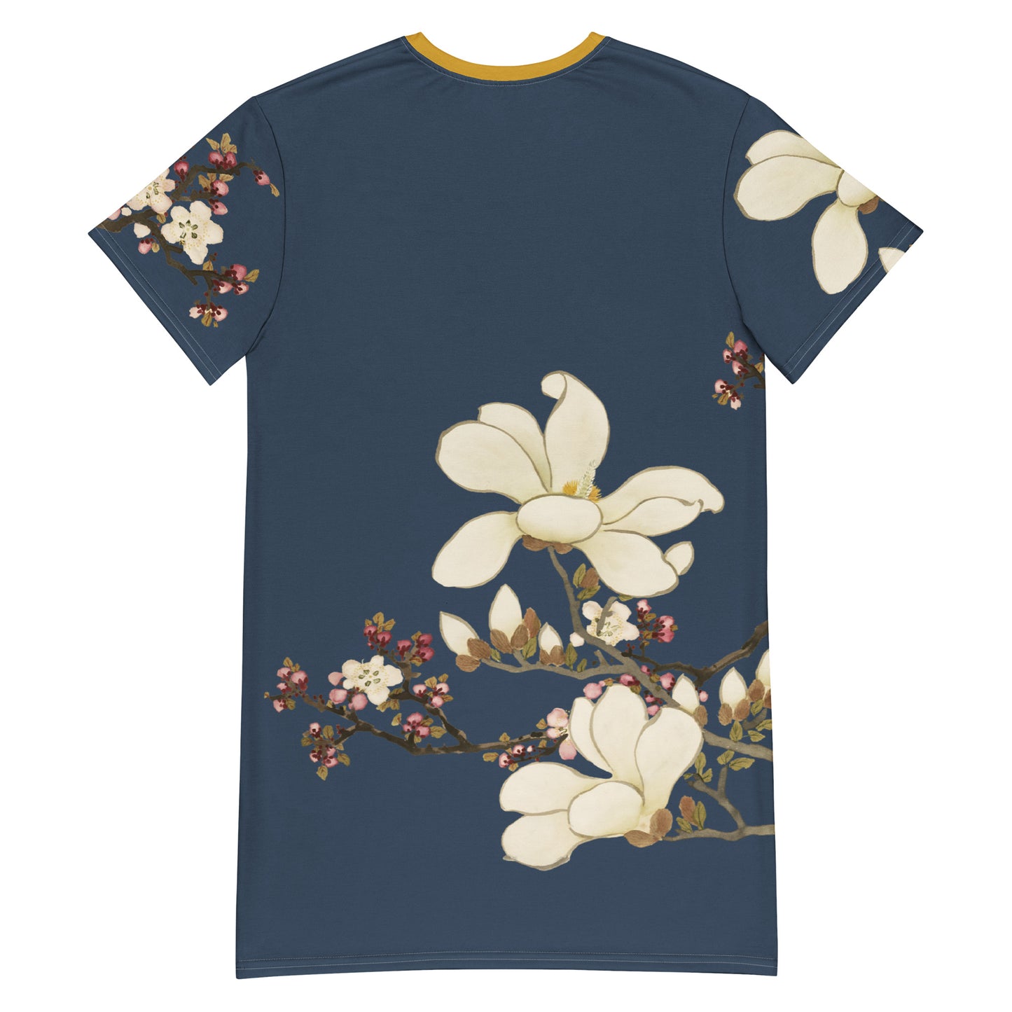 The Spirit of Flowers in Twelve Months｜Apricot and Lily Magnolia in Blossom｜T-shirt dress｜Dark blue