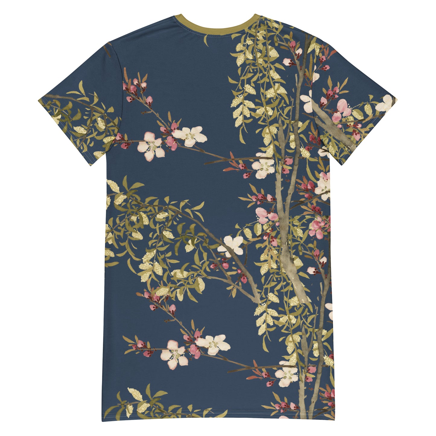 The Spirit of Flowers in Twelve Months｜Willow and Peach Blossom｜T-shirt dress｜Dark blue