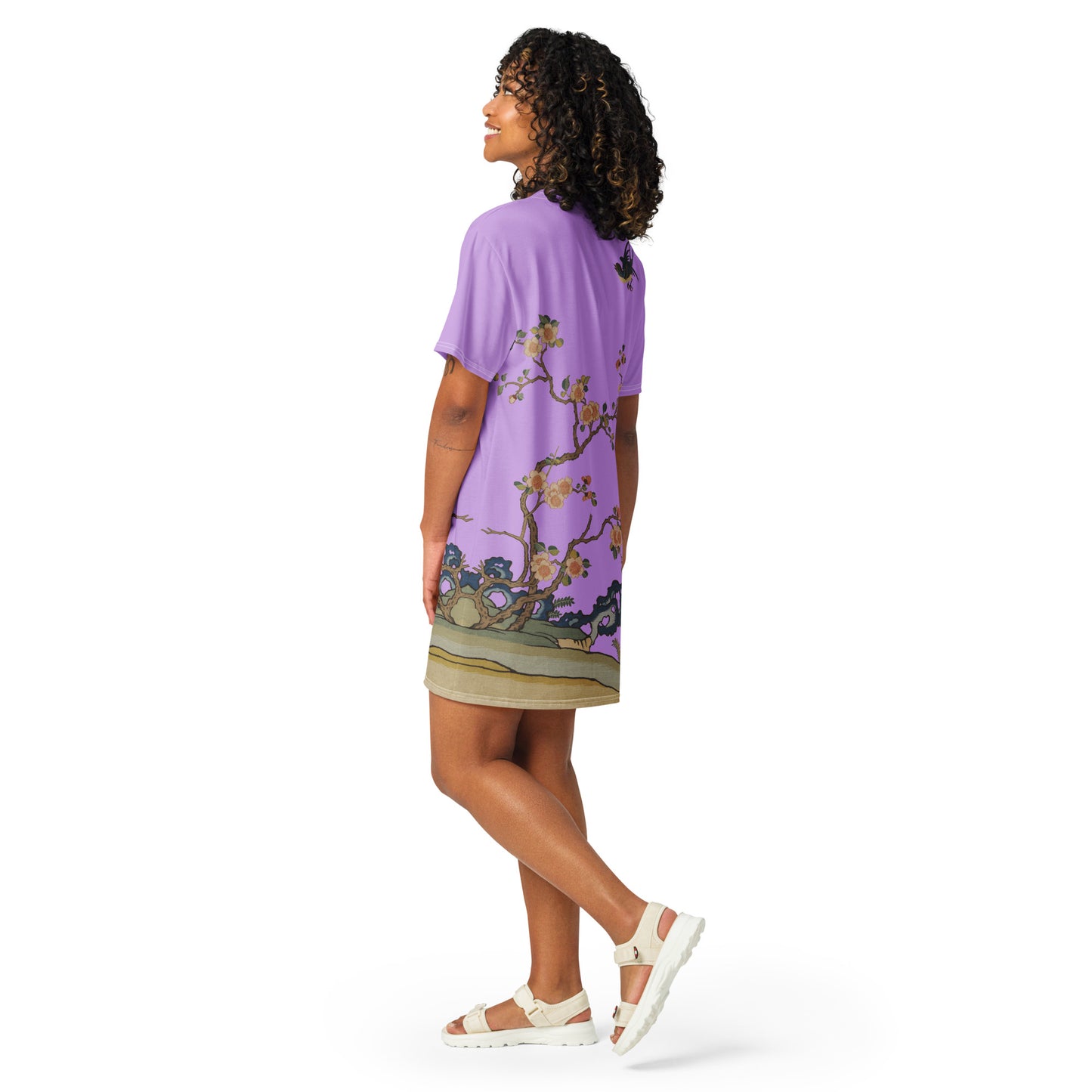 Kesi Flower Album｜Swallow in Flight, Harbinger of Spring｜T-shirt dress｜Lilac