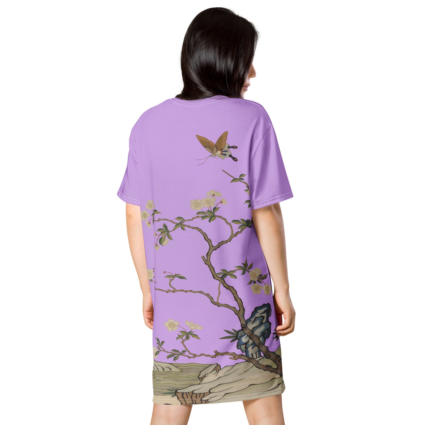 Kesi Flower Album｜Plum Blossoms and Butterfly｜T-shirt dress｜Lilac