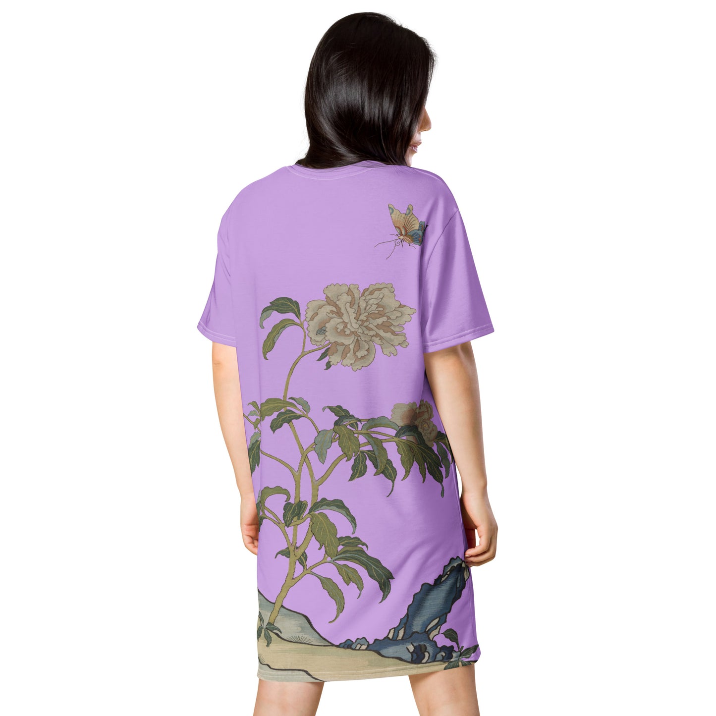 Kesi Flower Album｜Peonies and Butterfly｜T-shirt dress｜Lilac