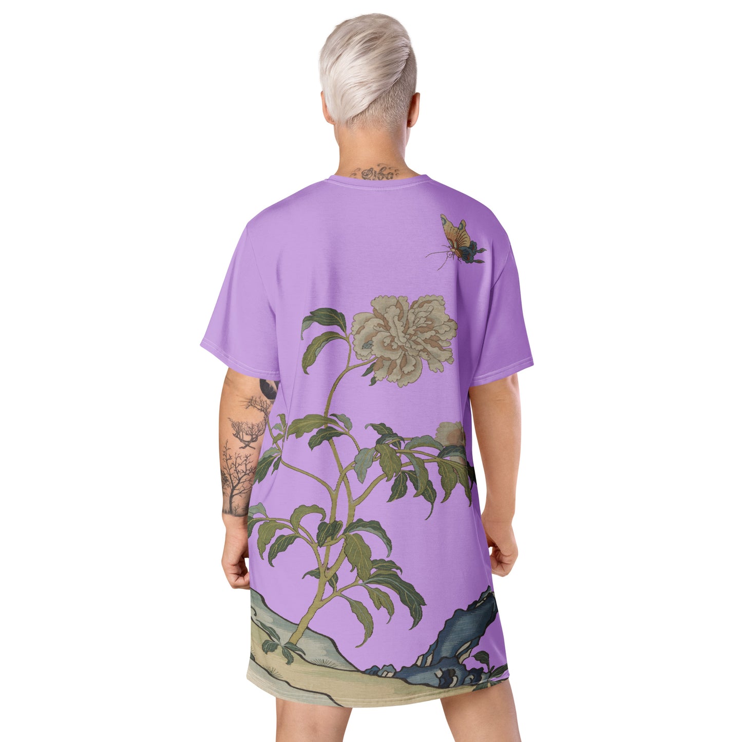 Kesi Flower Album｜Peonies and Butterfly｜T-shirt dress｜Lilac