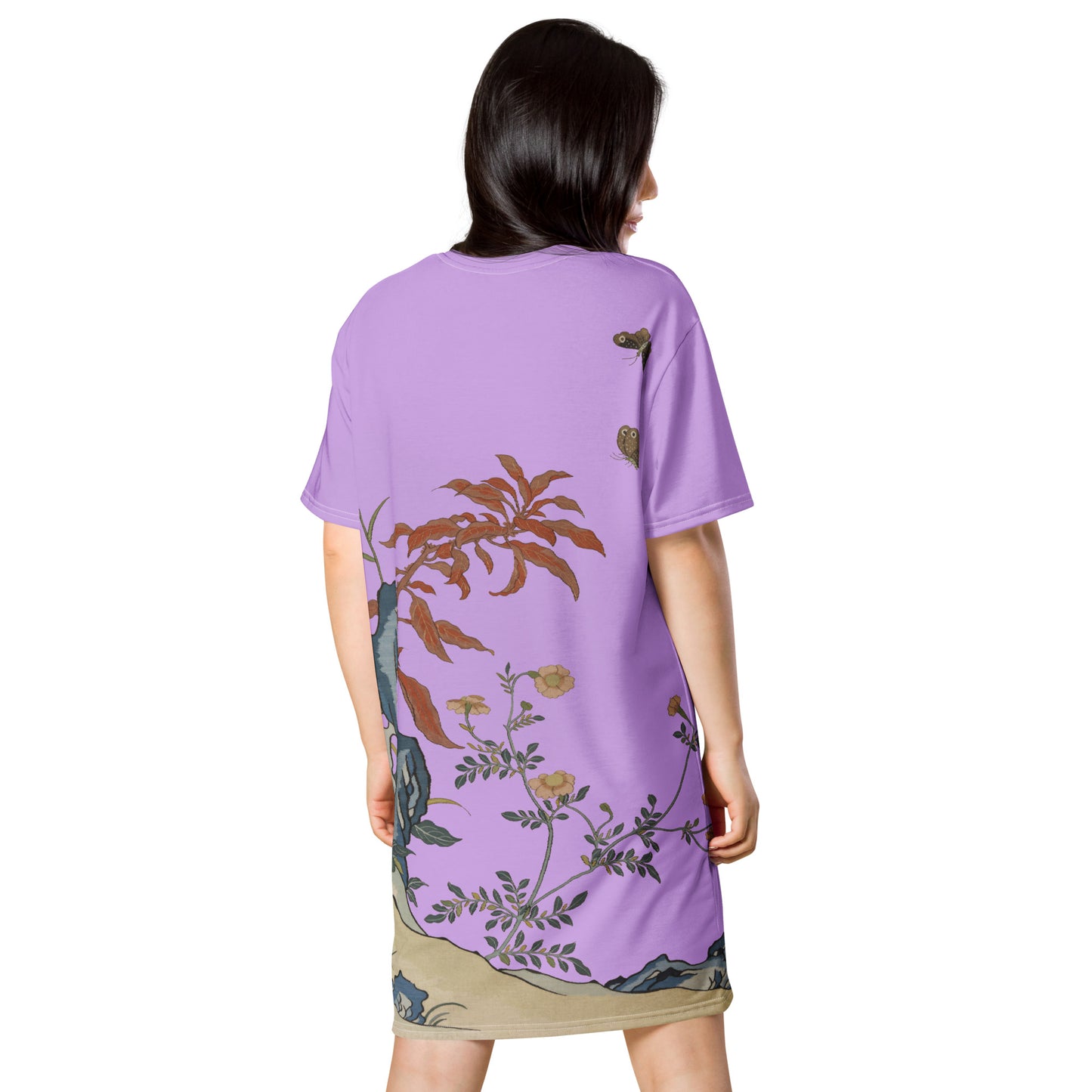 Kesi Flower Album｜Butterflies and Flowers｜T-shirt dress｜Lilac