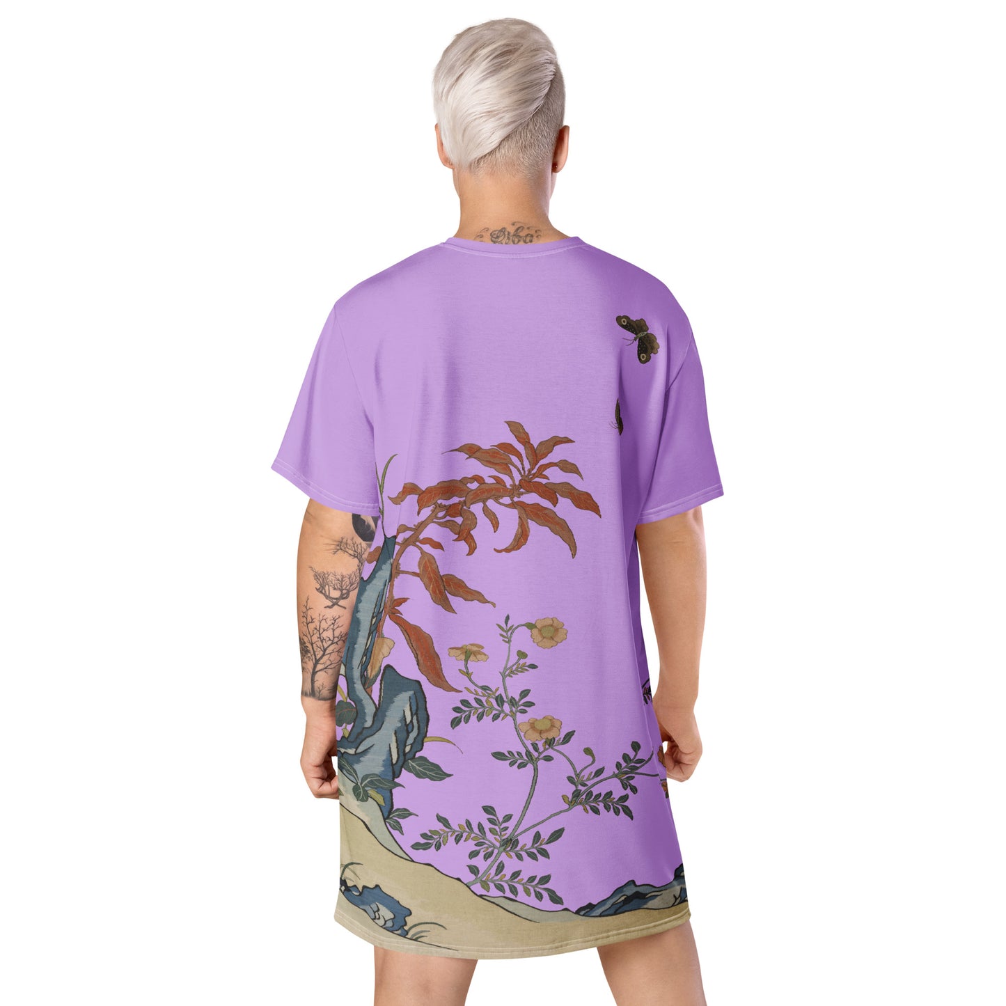 Kesi Flower Album｜Butterflies and Flowers｜T-shirt dress｜Lilac