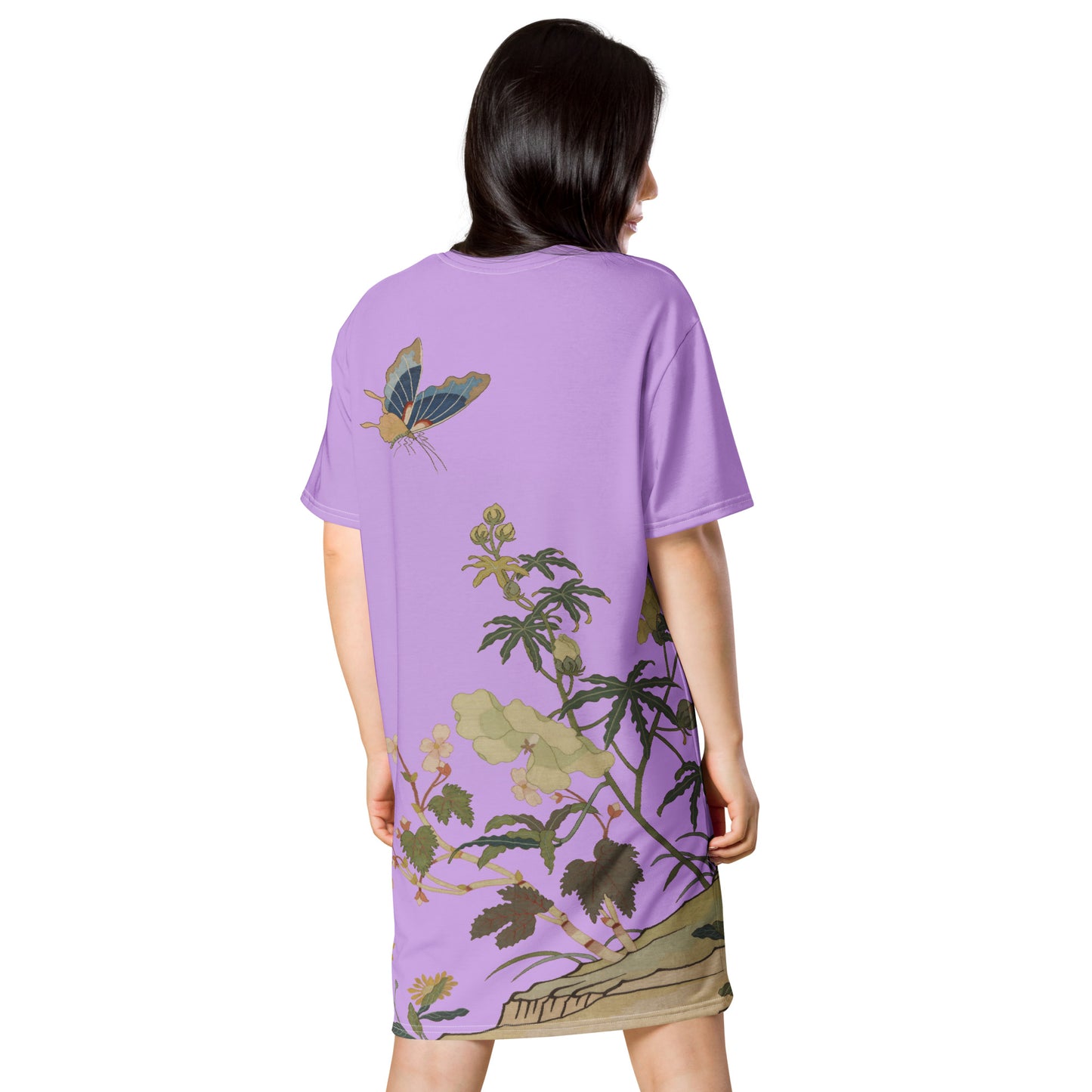 Kesi Flower Album｜Hibiscus and Begonia Blossoms｜T-shirt dress｜Lilac