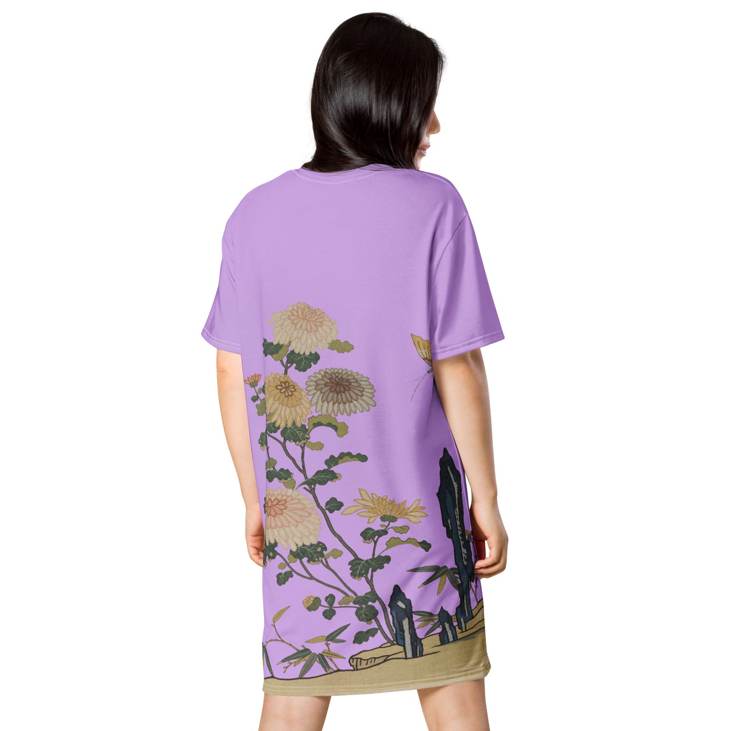 Kesi Flower Album｜Chrysanthemums and Butterflies｜T-shirt dress｜Lilac