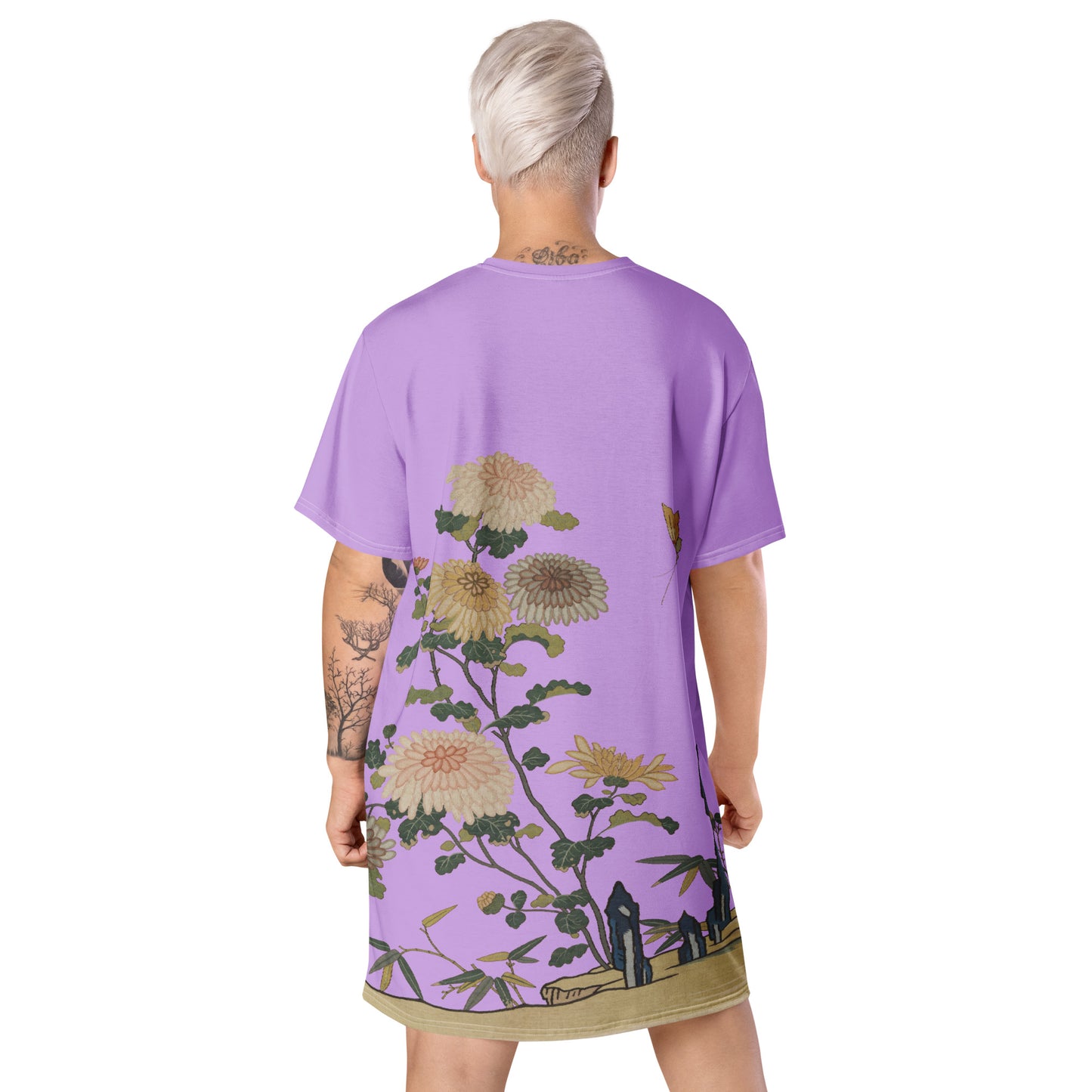 Kesi Flower Album｜Chrysanthemums and Butterflies｜T-shirt dress｜Lilac