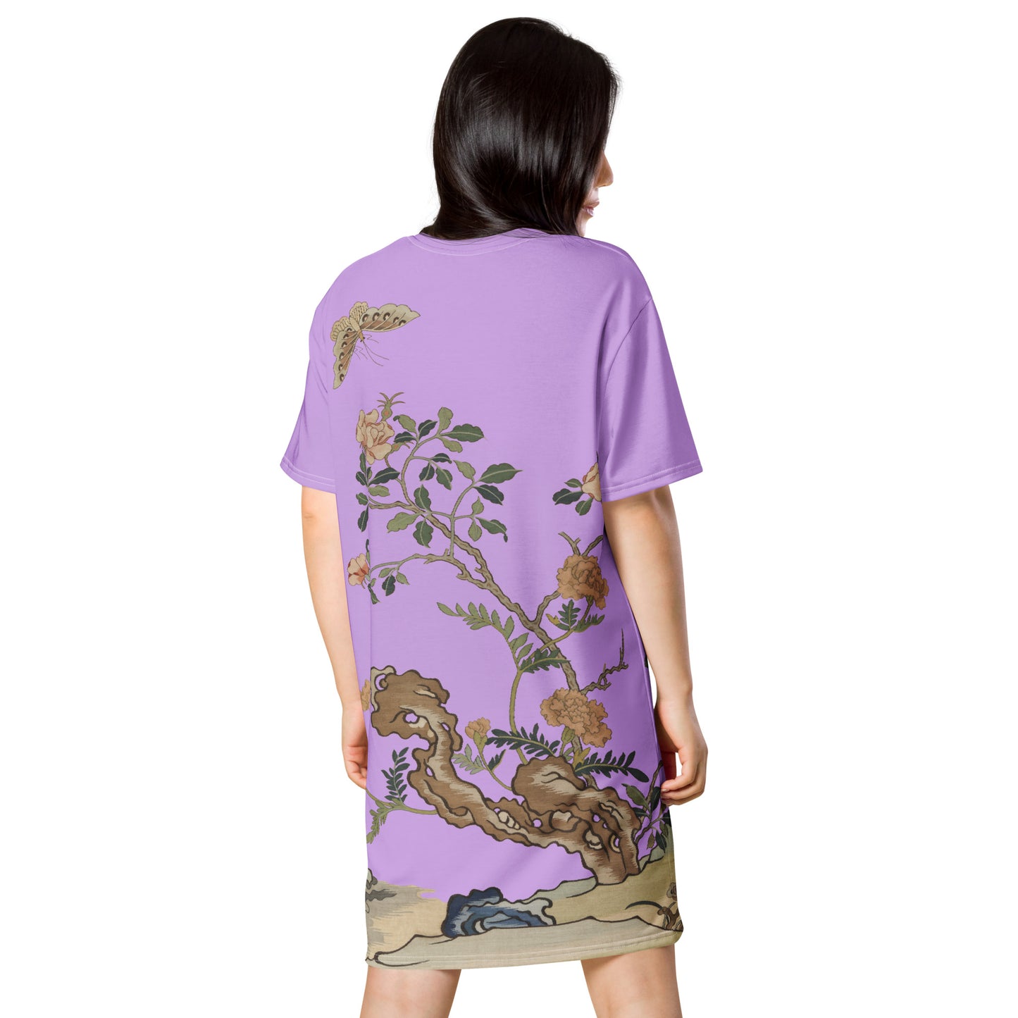 Kesi Flower Album｜Camellia and Butterfly｜T-shirt dress｜Lilac