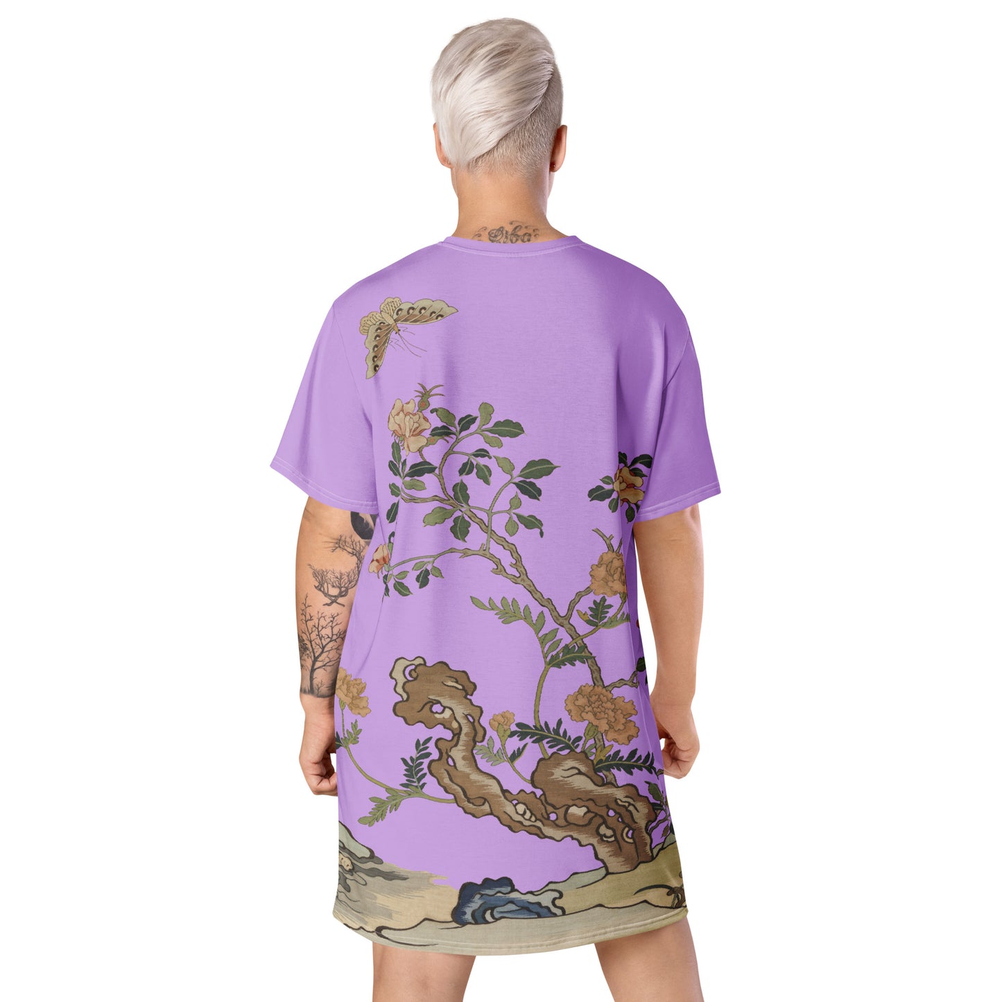 Kesi Flower Album｜Camellia and Butterfly｜T-shirt dress｜Lilac