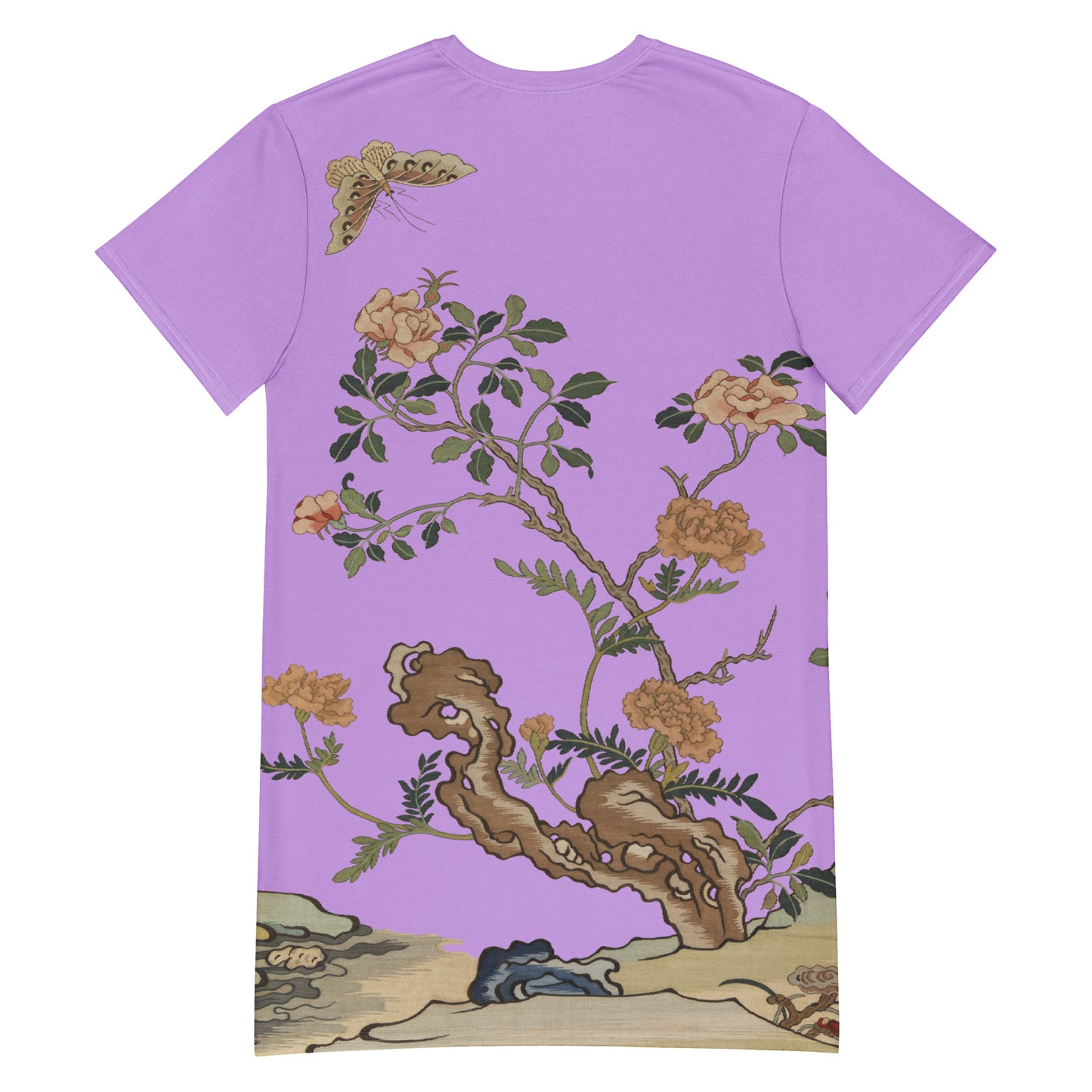 Kesi Flower Album｜Camellia and Butterfly｜T-shirt dress｜Lilac