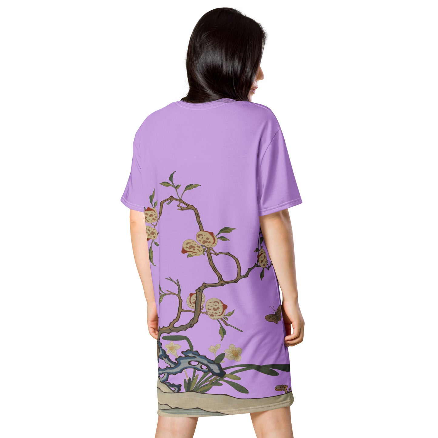 Kesi Flower Album｜Narcissus and Peaches｜T-shirt dress｜Lilac