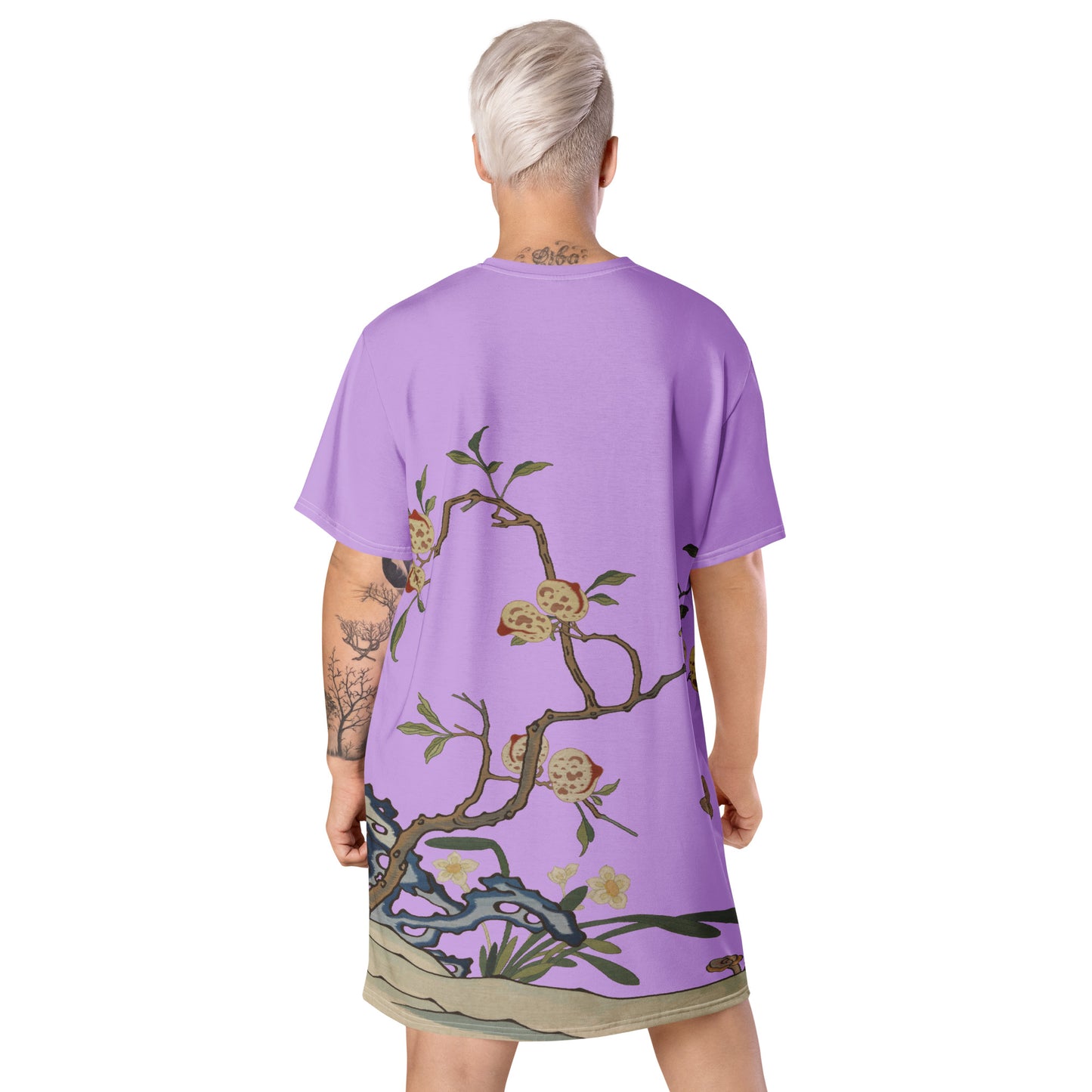 Kesi Flower Album｜Narcissus and Peaches｜T-shirt dress｜Lilac