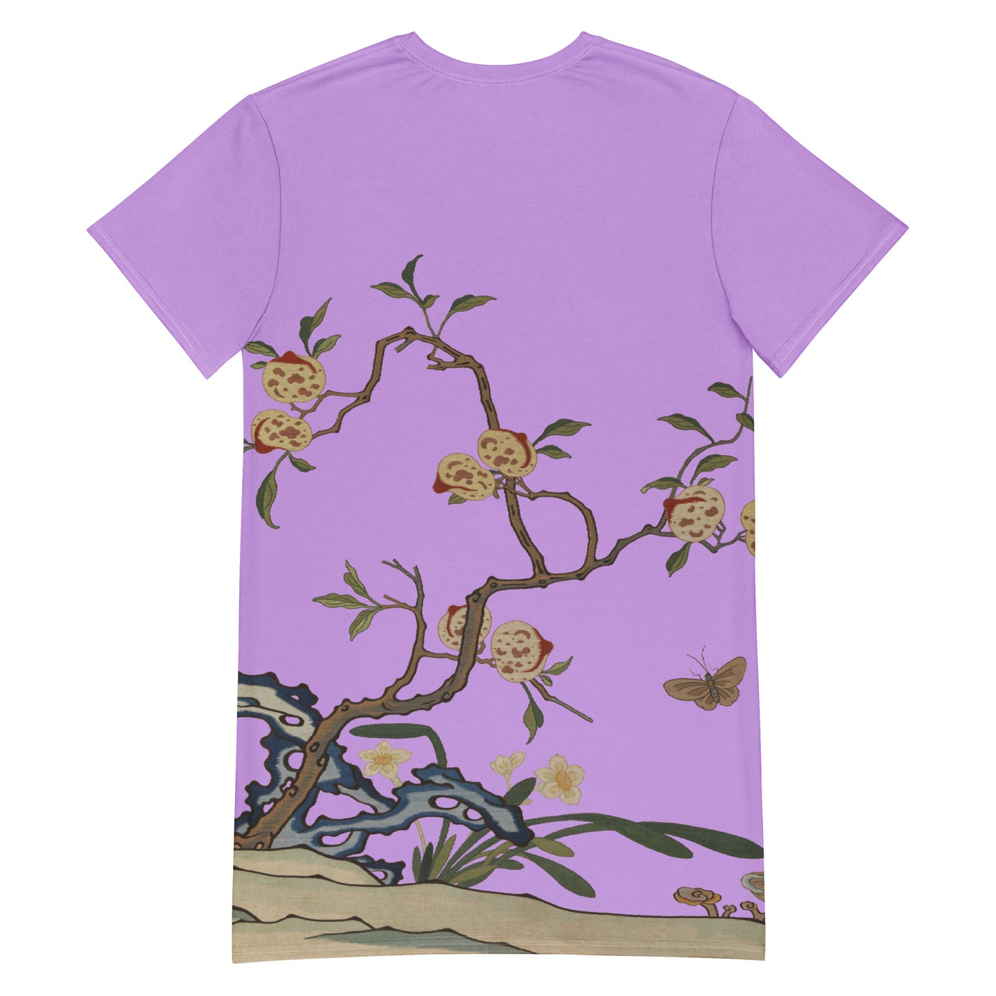 Kesi Flower Album｜Narcissus and Peaches｜T-shirt dress｜Lilac