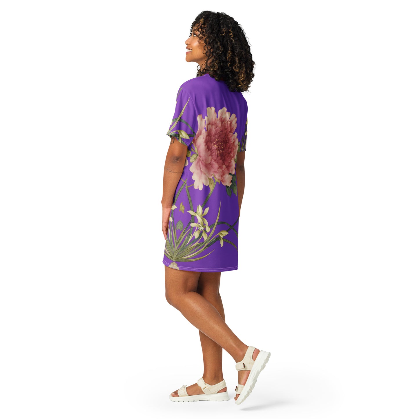 The Spirit of Flowers in Twelve Months｜Orchid and Tree Peony in Bloom｜T-shirt dress｜Purple