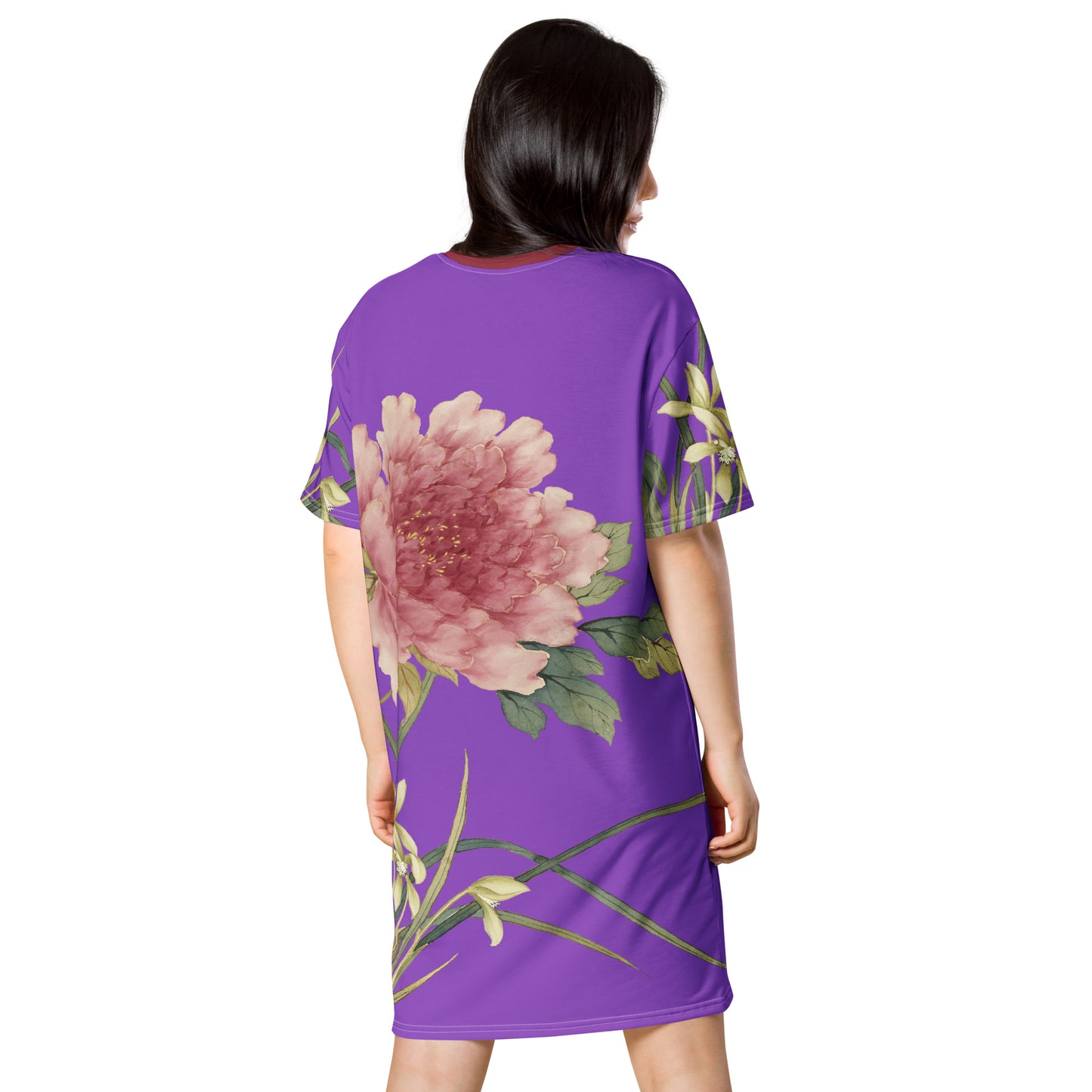 The Spirit of Flowers in Twelve Months｜Orchid and Tree Peony in Bloom｜T-shirt dress｜Purple