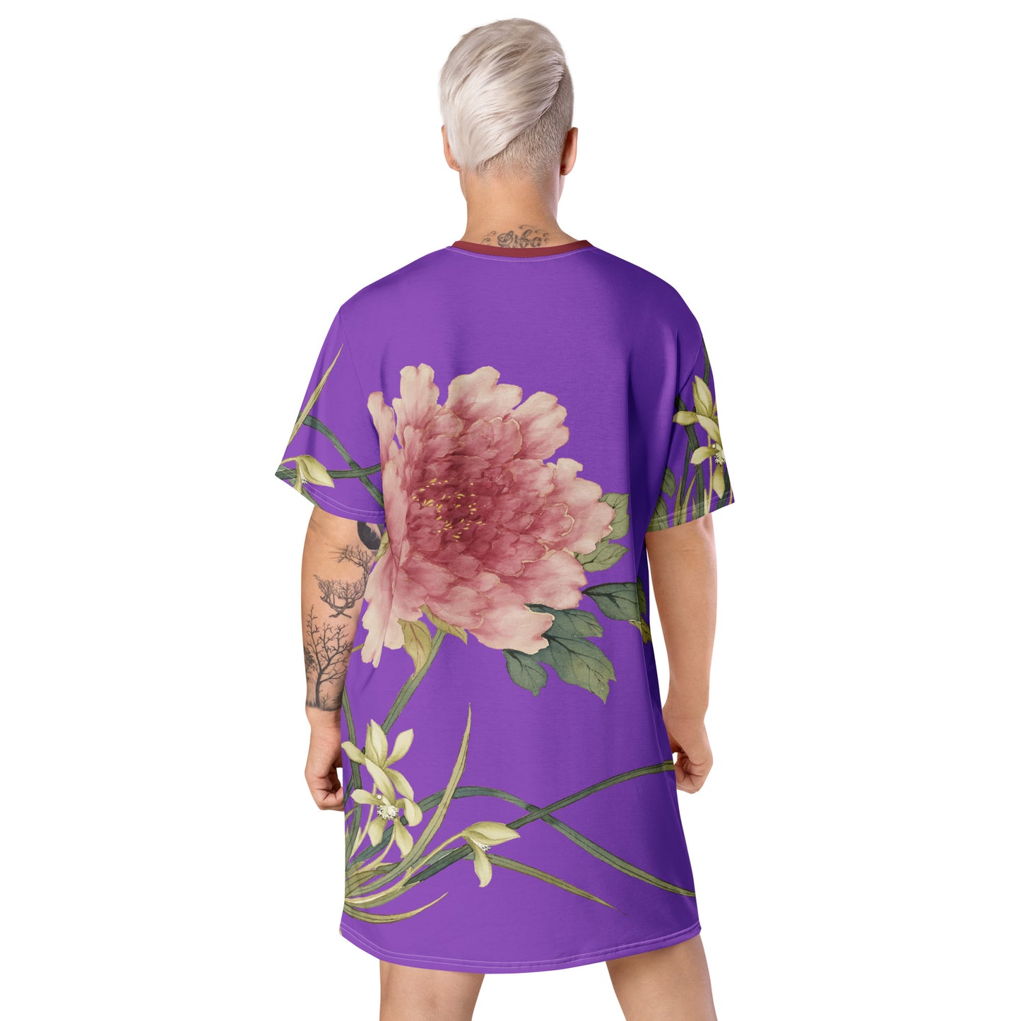 The Spirit of Flowers in Twelve Months｜Orchid and Tree Peony in Bloom｜T-shirt dress｜Purple