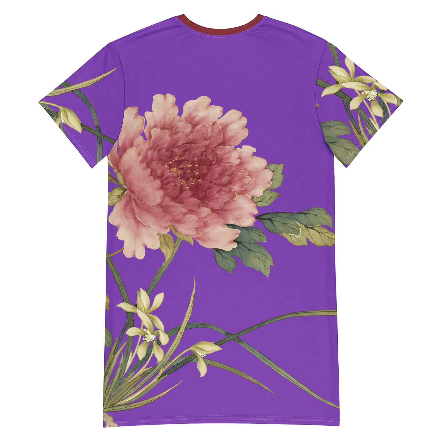 The Spirit of Flowers in Twelve Months｜Orchid and Tree Peony in Bloom｜T-shirt dress｜Purple