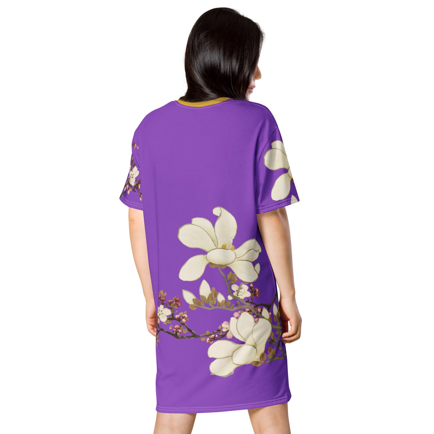 The Spirit of Flowers in Twelve Months｜Apricot and Lily Magnolia in Blossom｜T-shirt dress｜Purple