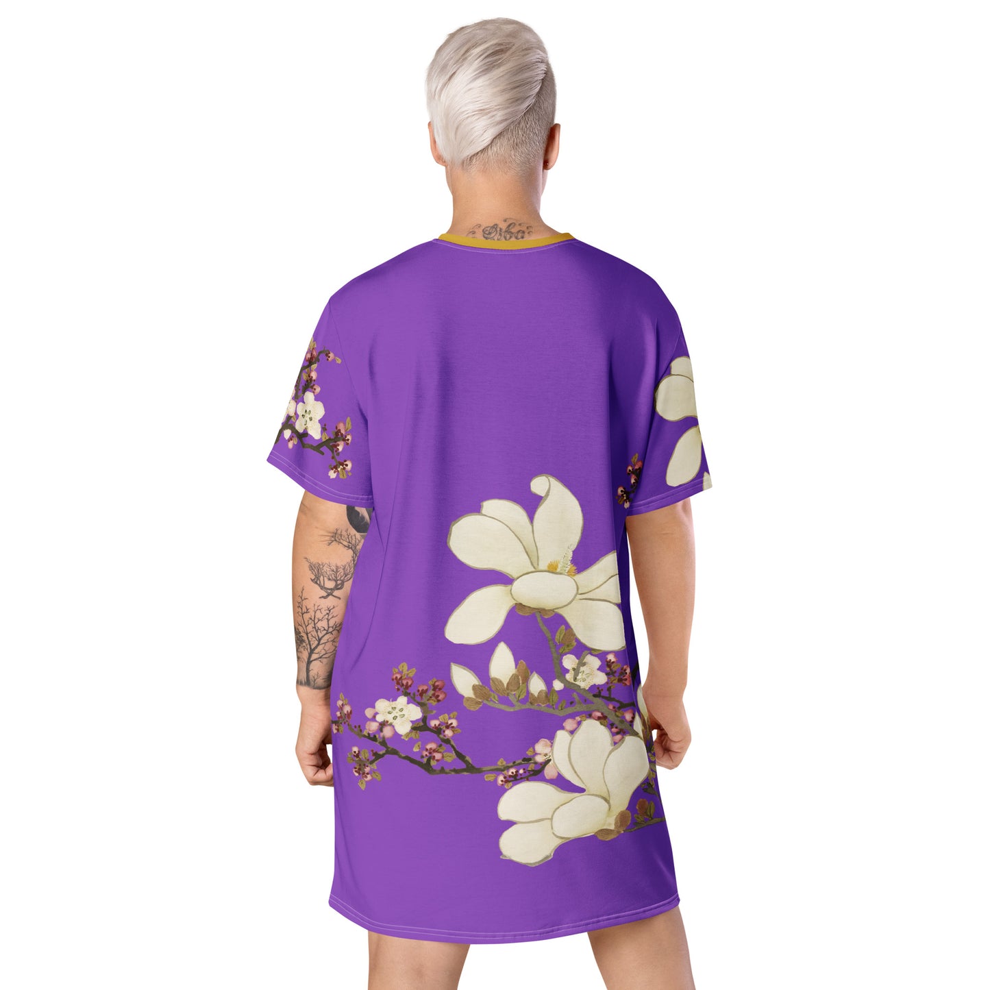 The Spirit of Flowers in Twelve Months｜Apricot and Lily Magnolia in Blossom｜T-shirt dress｜Purple