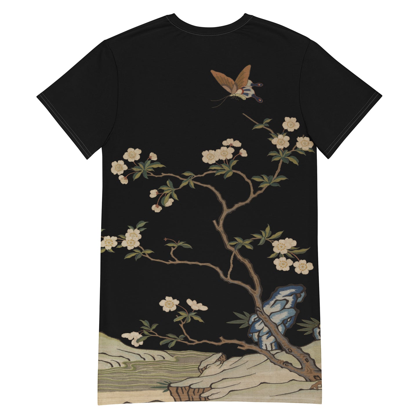 Kesi Flower Album｜Plum Blossoms and Butterfly｜T-shirt dress｜Black