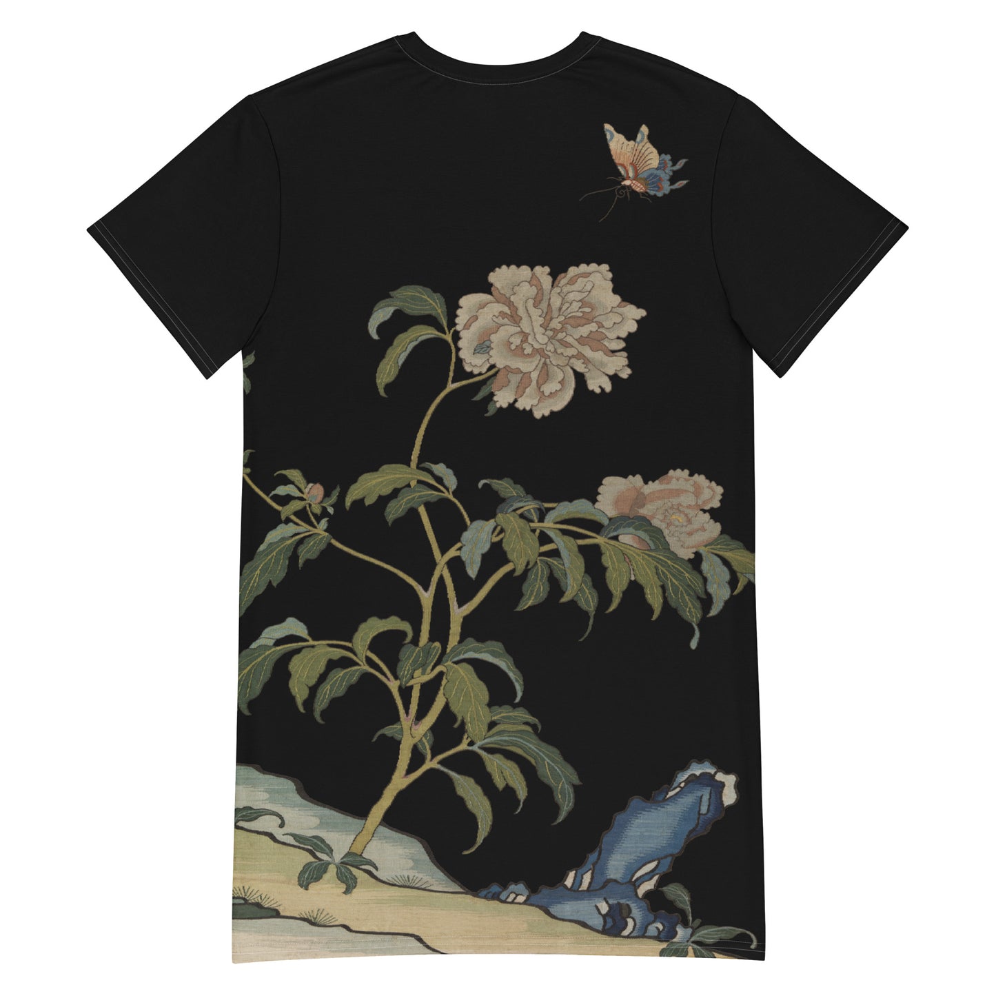 Kesi Flower Album｜Peonies and Butterfly｜T-shirt dress｜Black