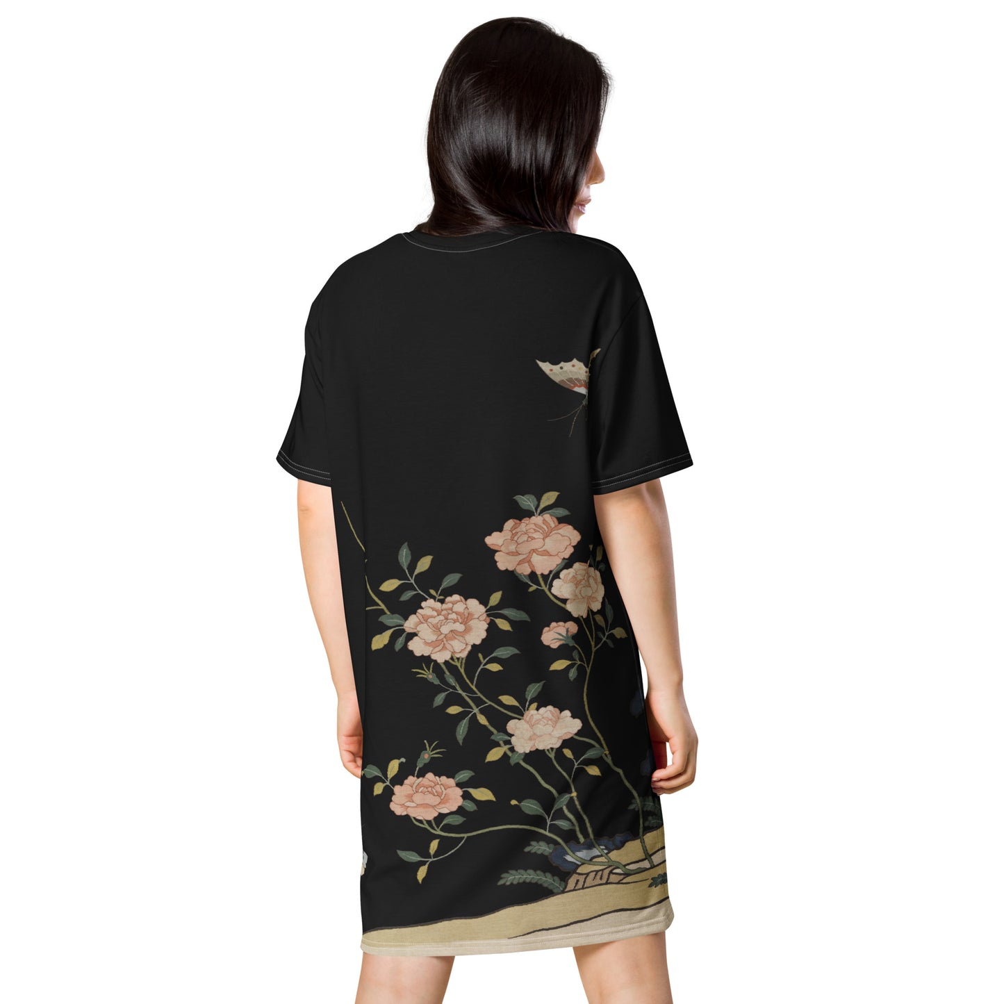 Kesi Flower Album｜Red Roses｜T-shirt dress｜Black