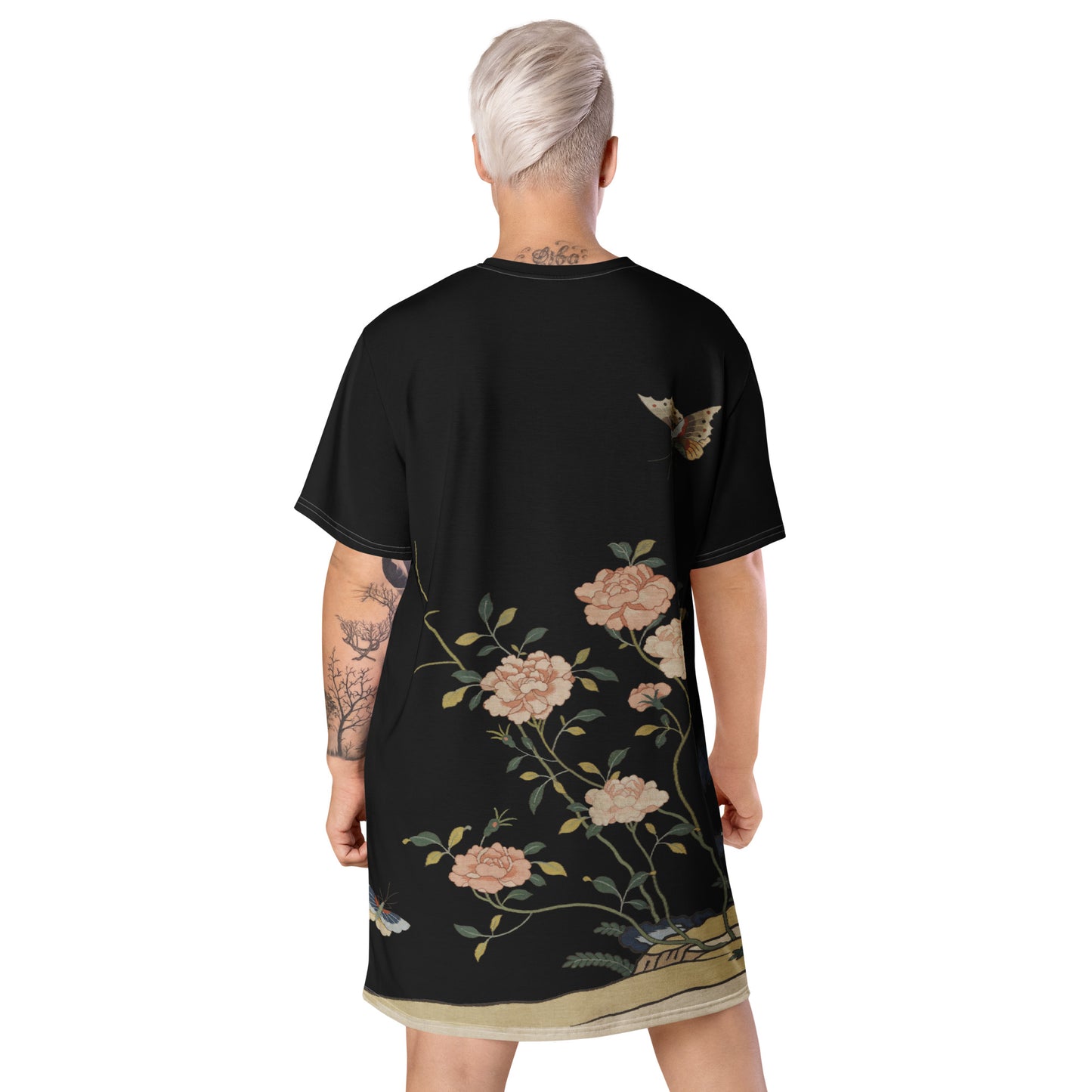 Kesi Flower Album｜Red Roses｜T-shirt dress｜Black