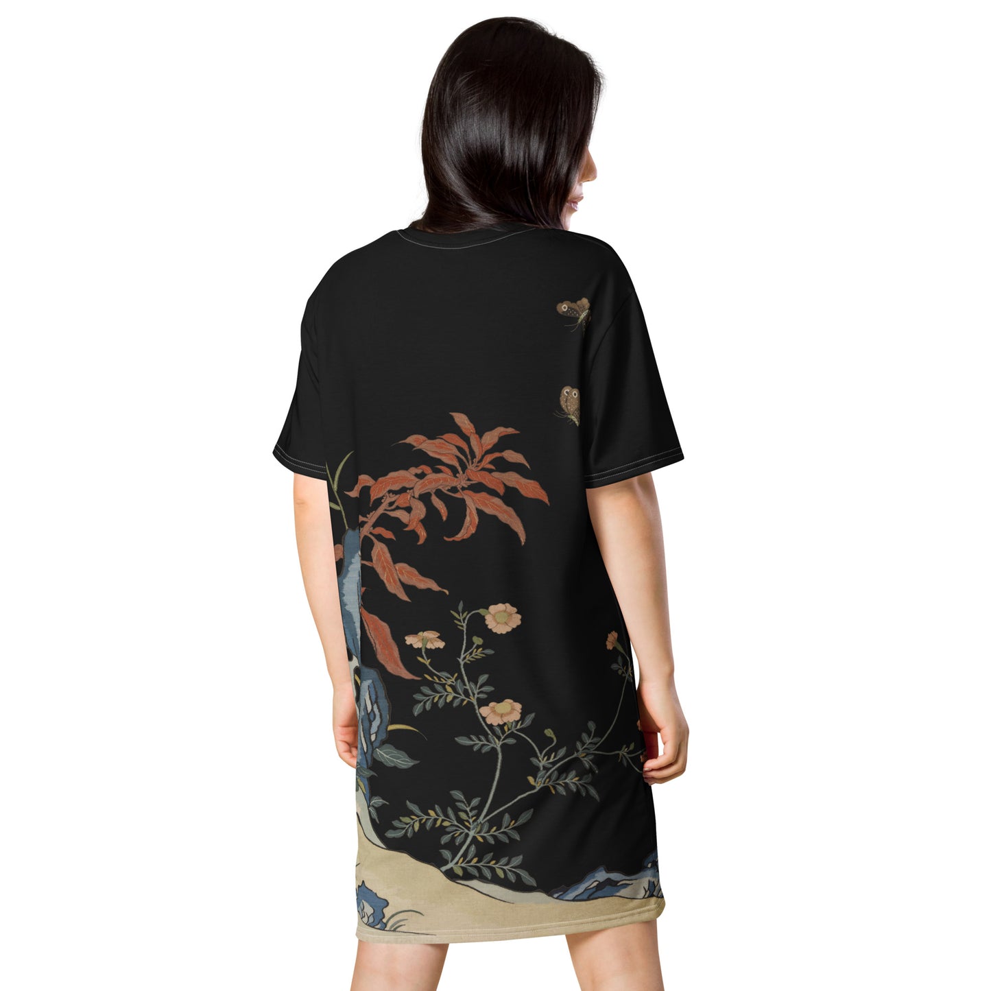 Kesi Flower Album｜Butterflies and Flowers｜T-shirt dress｜Black