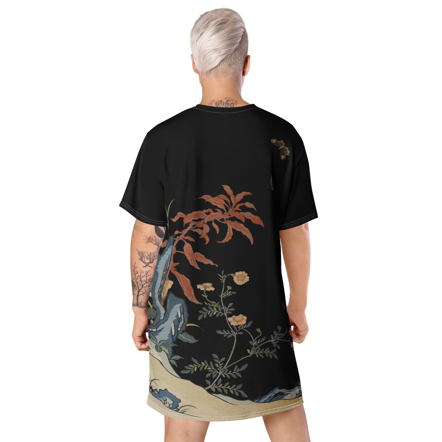 Kesi Flower Album｜Butterflies and Flowers｜T-shirt dress｜Black