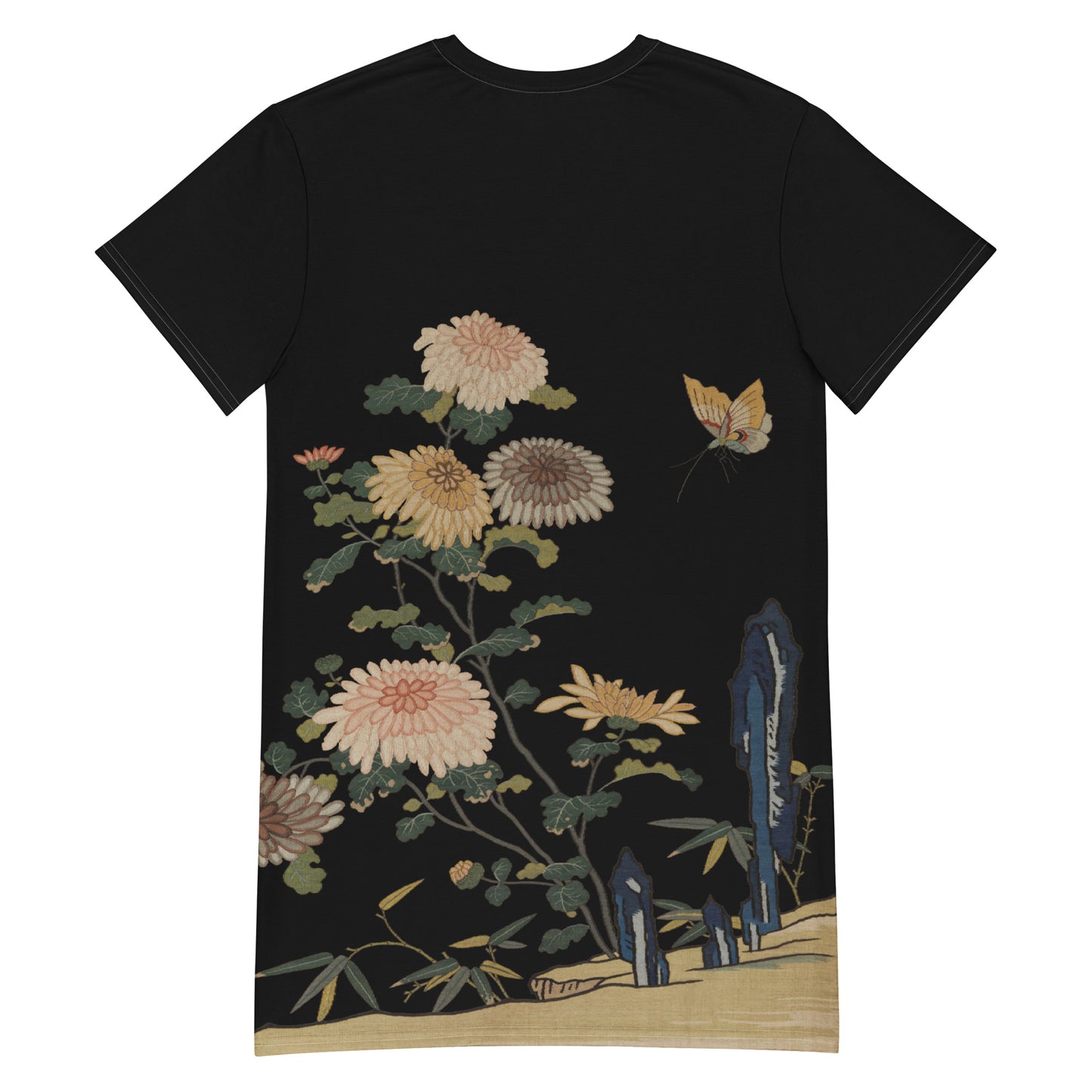 Kesi Flower Album｜Chrysanthemums and Butterflies｜T-shirt dress｜Black