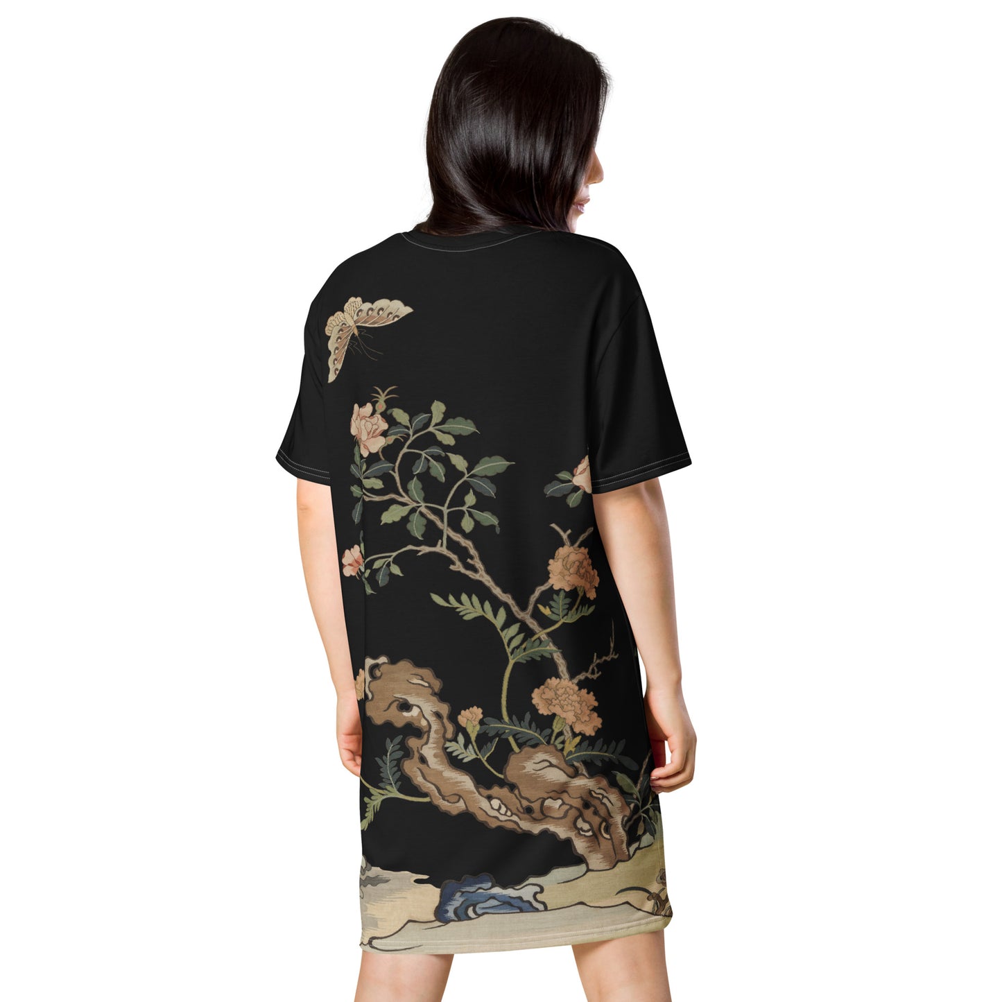 Kesi Flower Album｜Camellia and Butterfly｜T-shirt dress｜Black