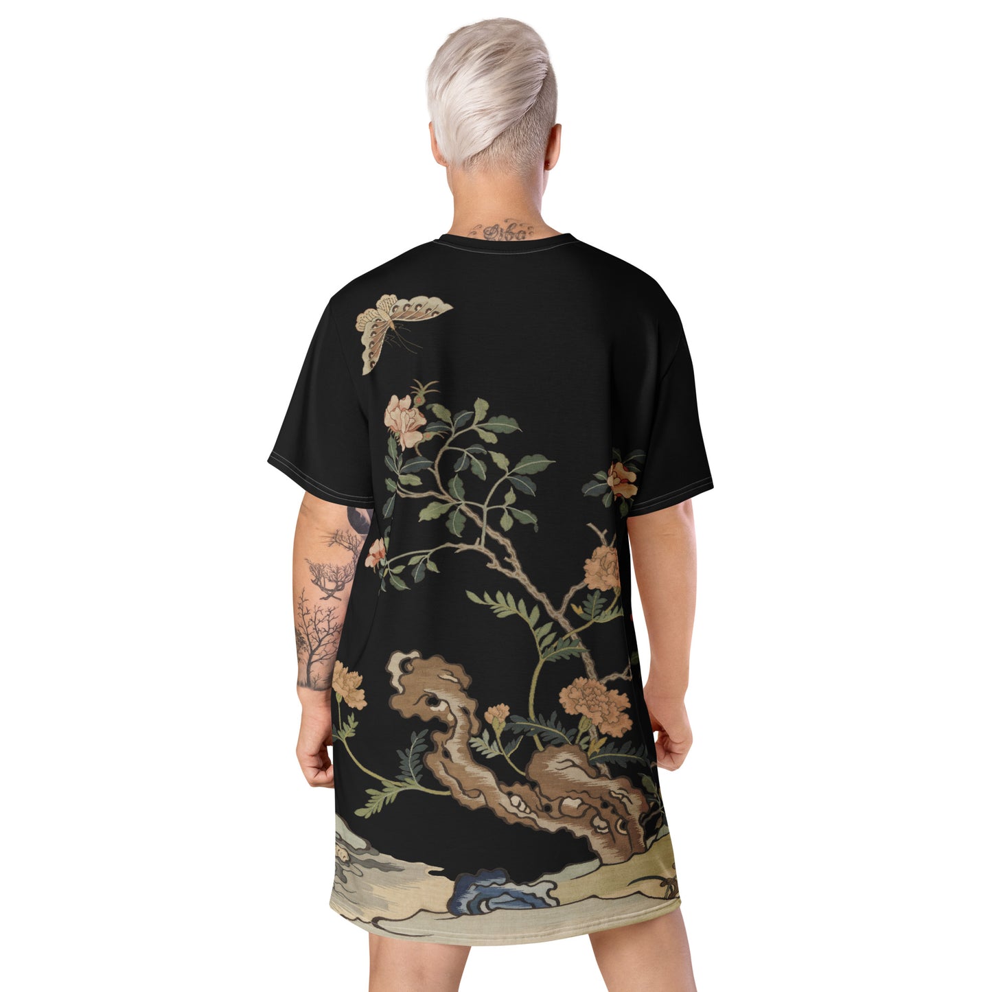 Kesi Flower Album｜Camellia and Butterfly｜T-shirt dress｜Black