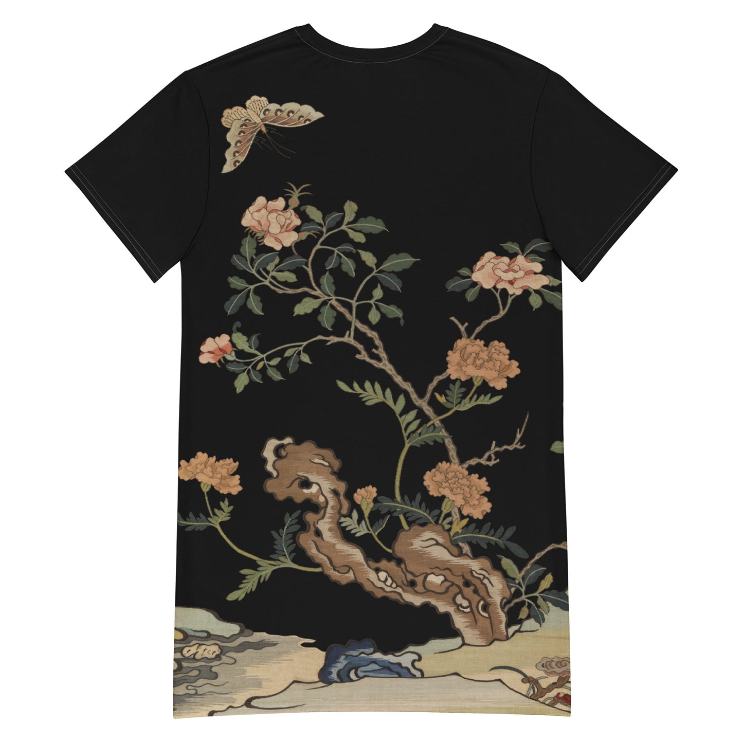 Kesi Flower Album｜Camellia and Butterfly｜T-shirt dress｜Black