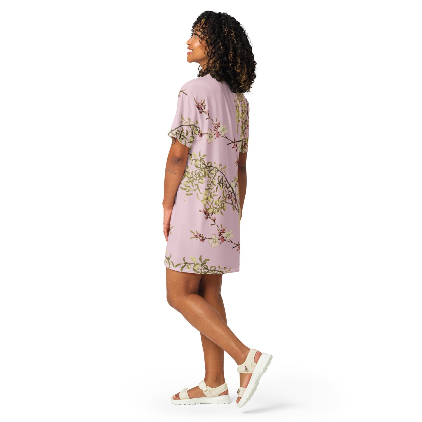 The Spirit of Flowers in Twelve Months｜Willow and Peach Blossom｜T-shirt dress｜Pale pinkish gray