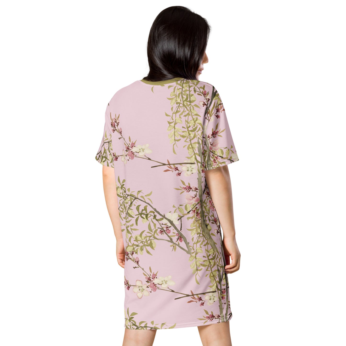 The Spirit of Flowers in Twelve Months｜Willow and Peach Blossom｜T-shirt dress｜Pale pinkish gray