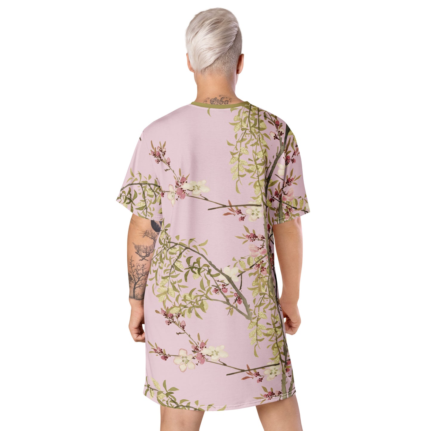 The Spirit of Flowers in Twelve Months｜Willow and Peach Blossom｜T-shirt dress｜Pale pinkish gray