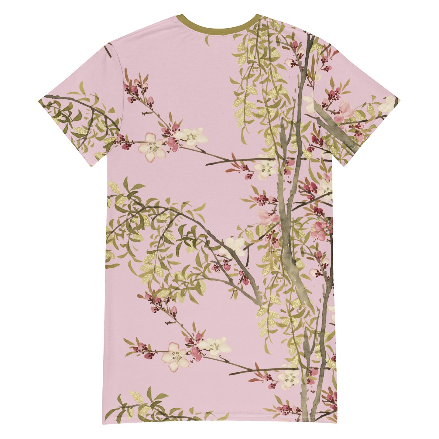 The Spirit of Flowers in Twelve Months｜Willow and Peach Blossom｜T-shirt dress｜Pale pinkish gray