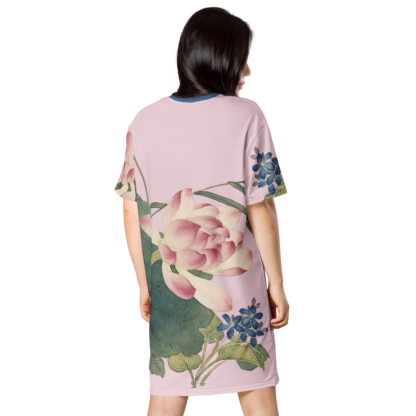 The Spirit of Flowers in Twelve Months｜Lotus in Bloom｜T-shirt dress｜Pale pinkish gray