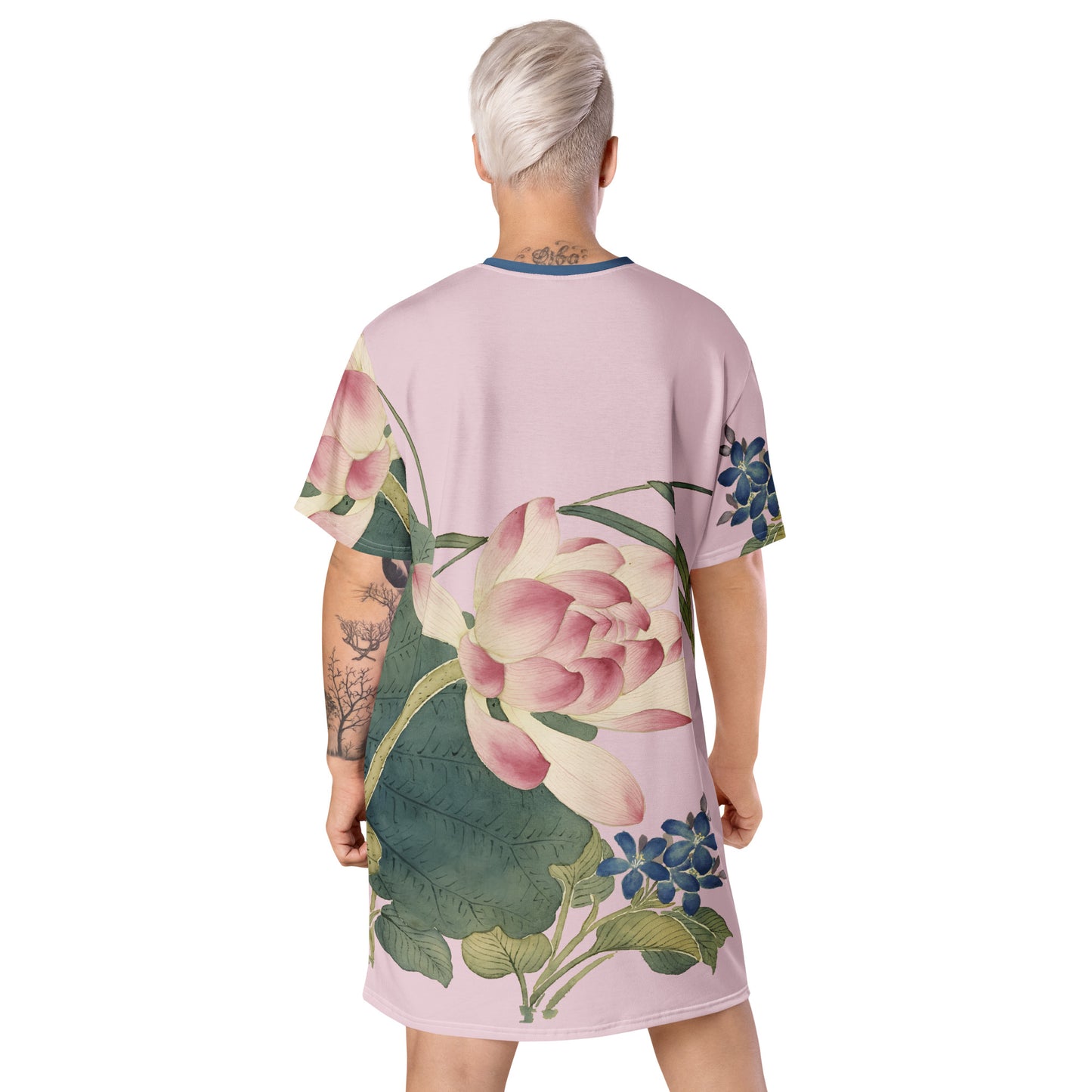 The Spirit of Flowers in Twelve Months｜Lotus in Bloom｜T-shirt dress｜Pale pinkish gray