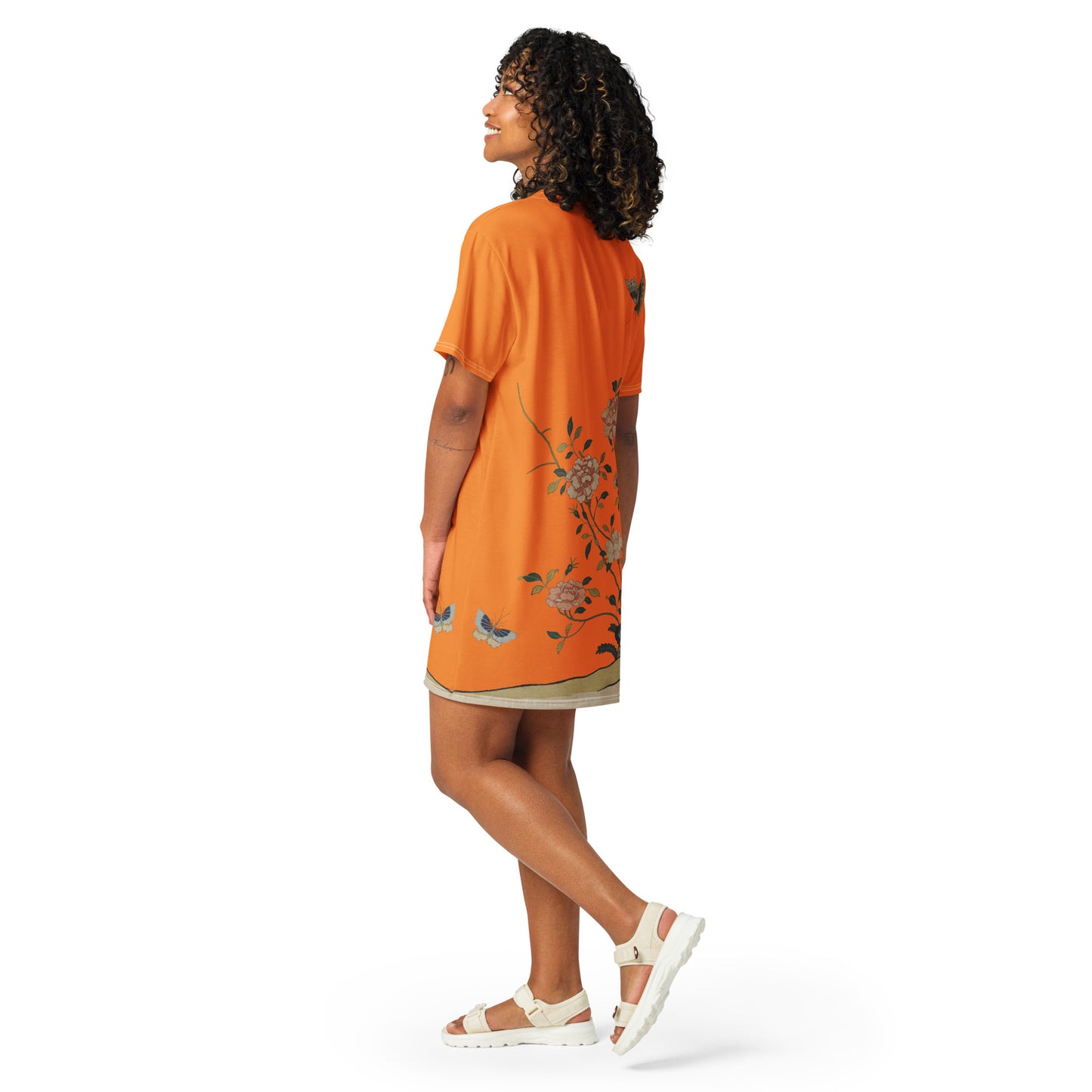 Kesi Flower Album｜Red Roses｜T-shirt dress｜Orange