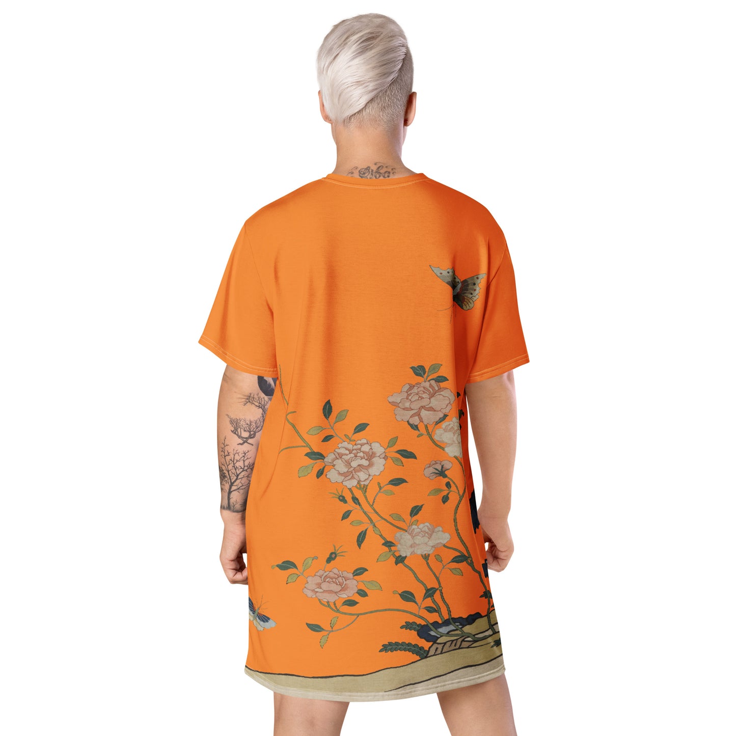 Kesi Flower Album｜Red Roses｜T-shirt dress｜Orange