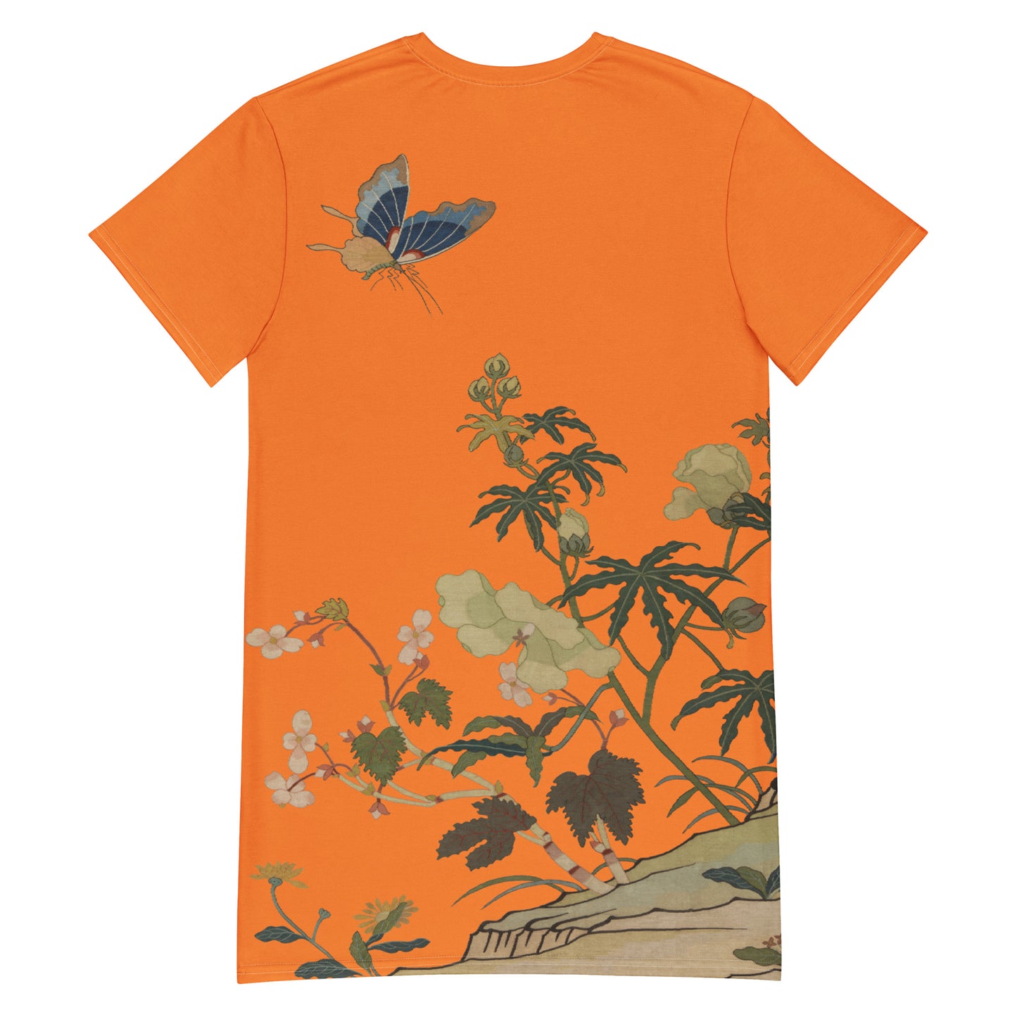 Kesi Flower Album｜Hibiscus and Begonia Blossoms｜T-shirt dress｜Orange