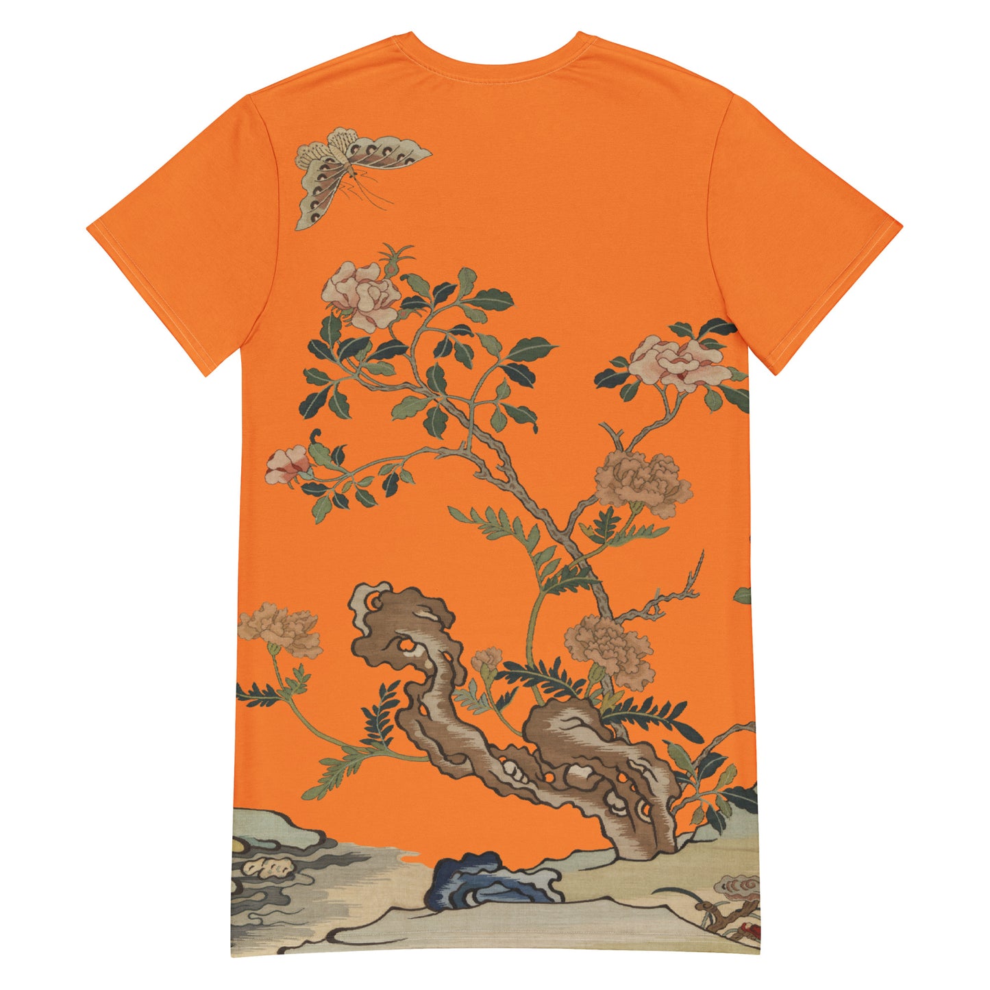 Kesi Flower Album｜Camellia and Butterfly｜T-shirt dress｜Orange