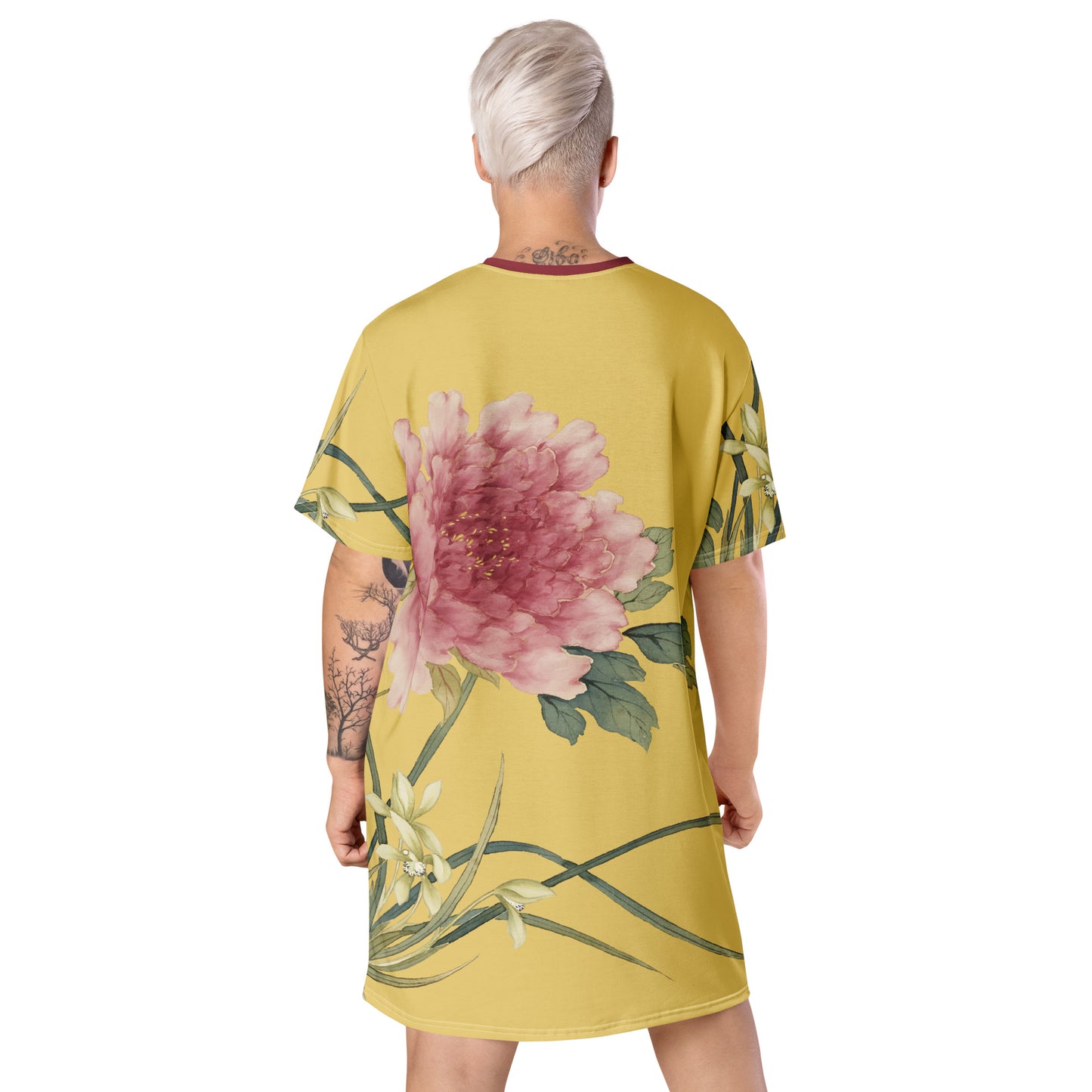 The Spirit of Flowers in Twelve Months｜Orchid and Tree Peony in Bloom｜T-shirt dress｜Gold