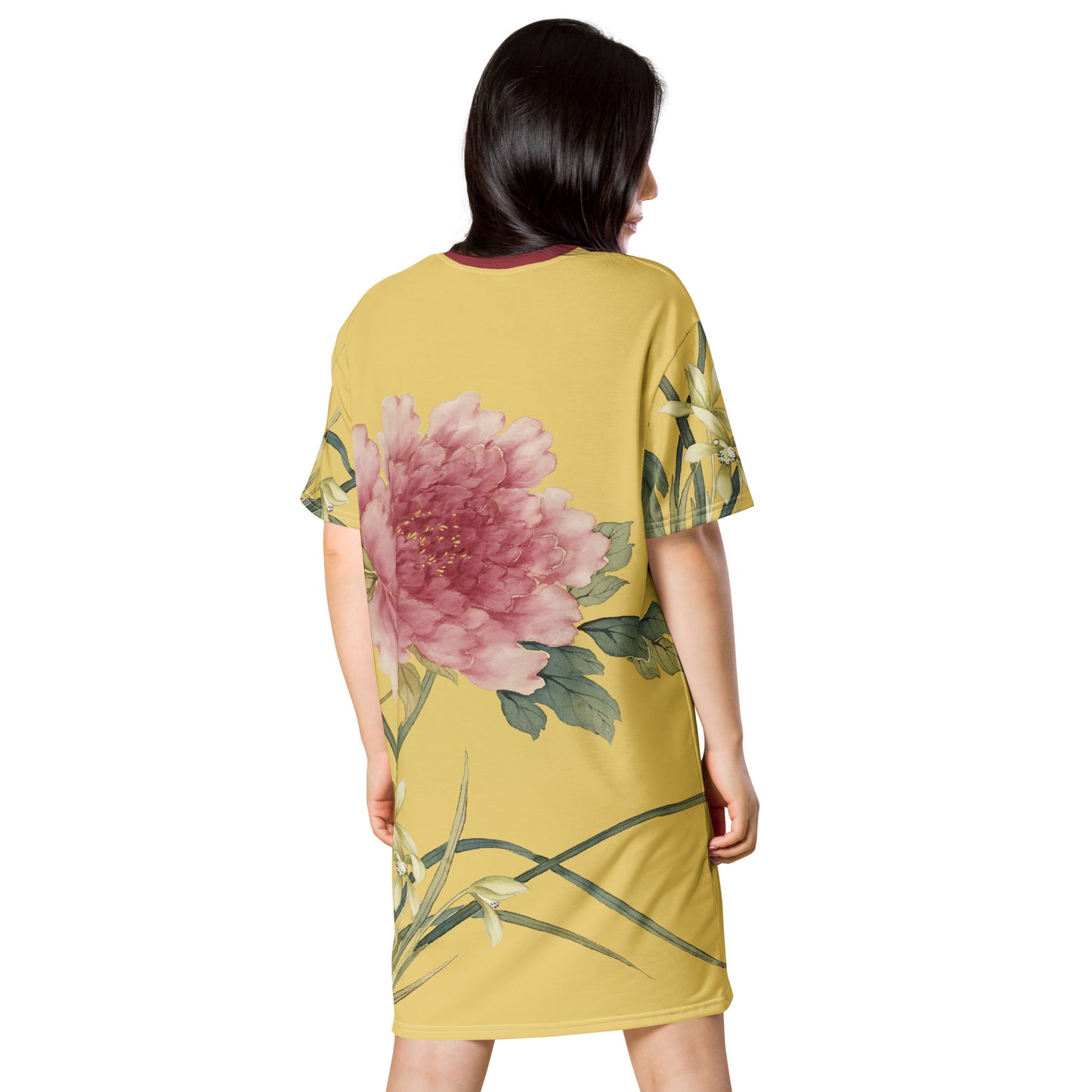 The Spirit of Flowers in Twelve Months｜Orchid and Tree Peony in Bloom｜T-shirt dress｜Gold